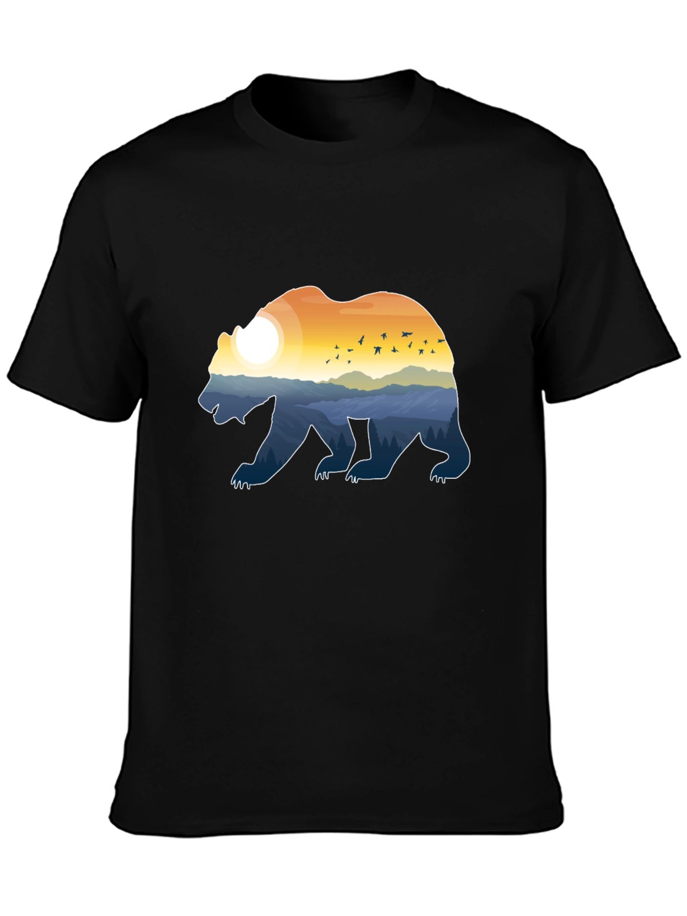 Bear Silhouette Landscape Graphic Tee - Nature Lover T-Shirt