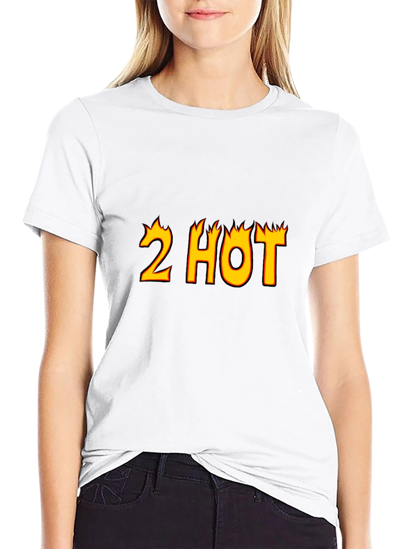2 Hot Graphic Tee - Flaming Text Design