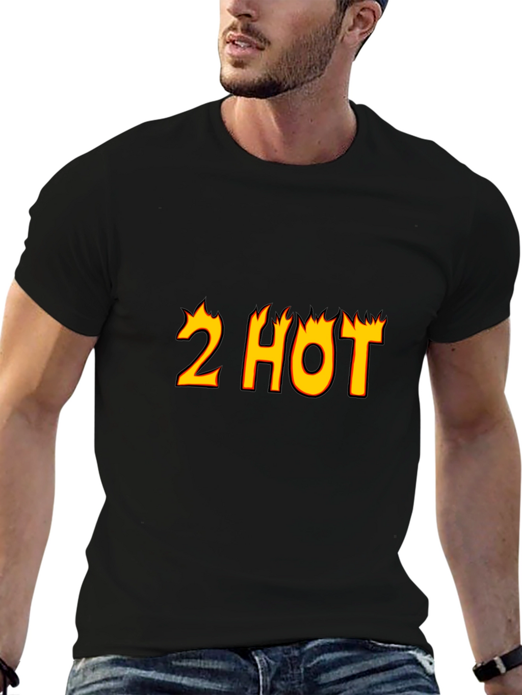 2 Hot Graphic Tee - Flaming Text Design