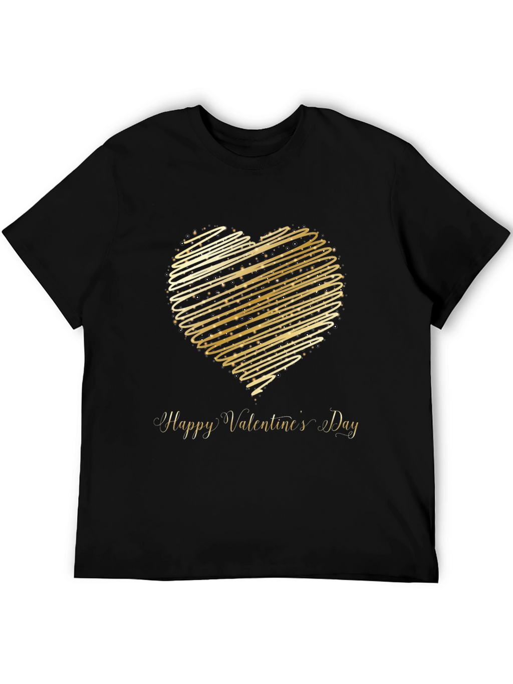 Valentines Day T-Shirt - Gold Heart Design
