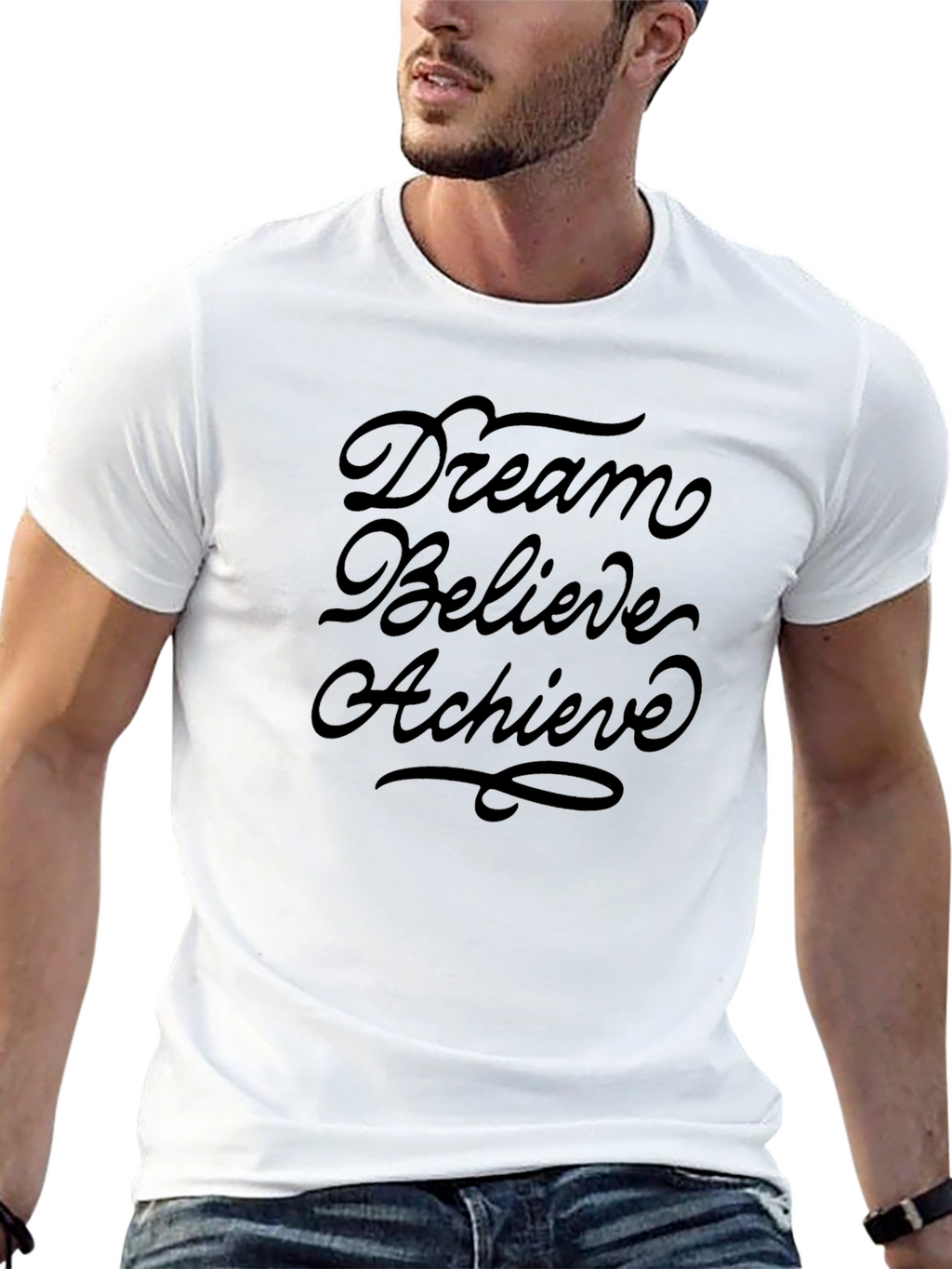 Dream Believe Achieve Graphic Black Tee Shirt