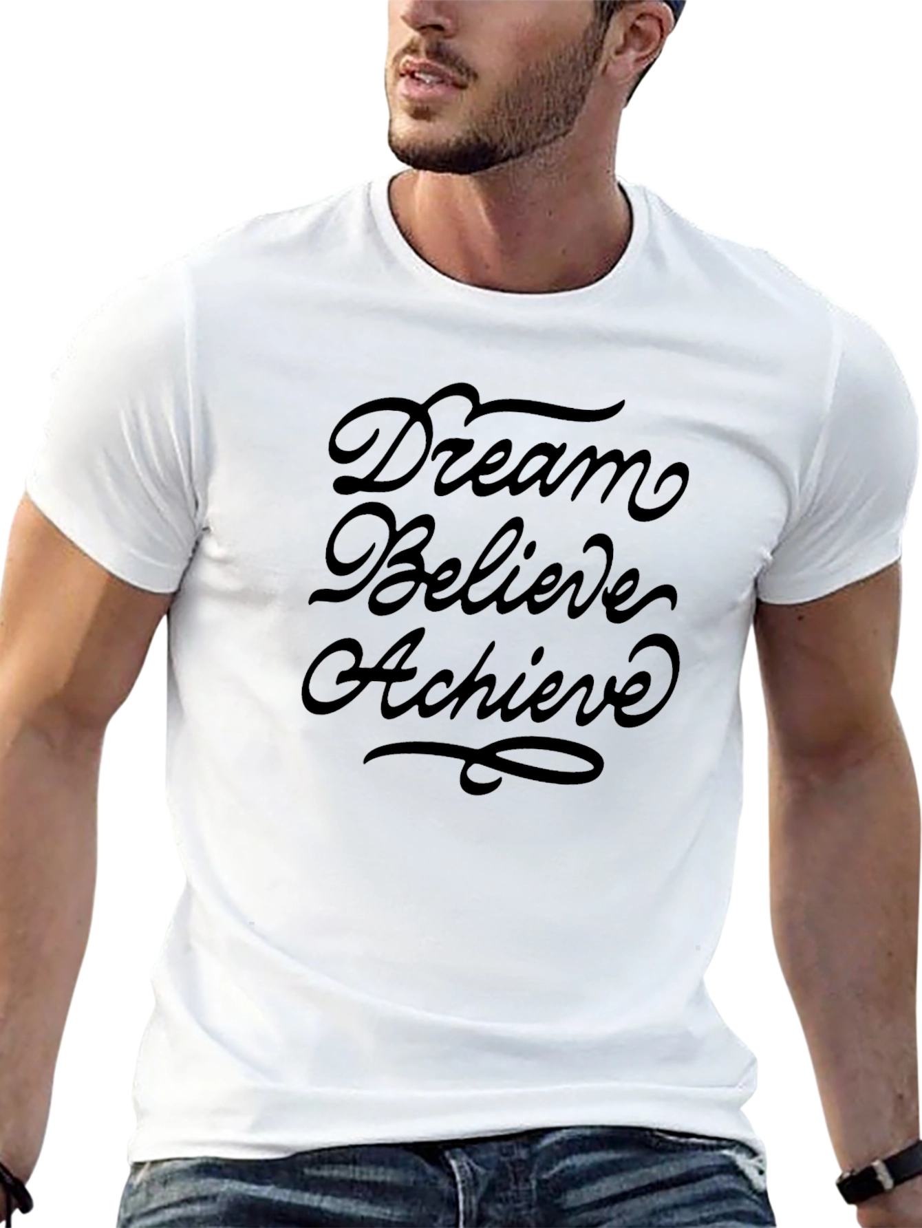 Dream Believe Achieve Graphic Black Tee Shirt