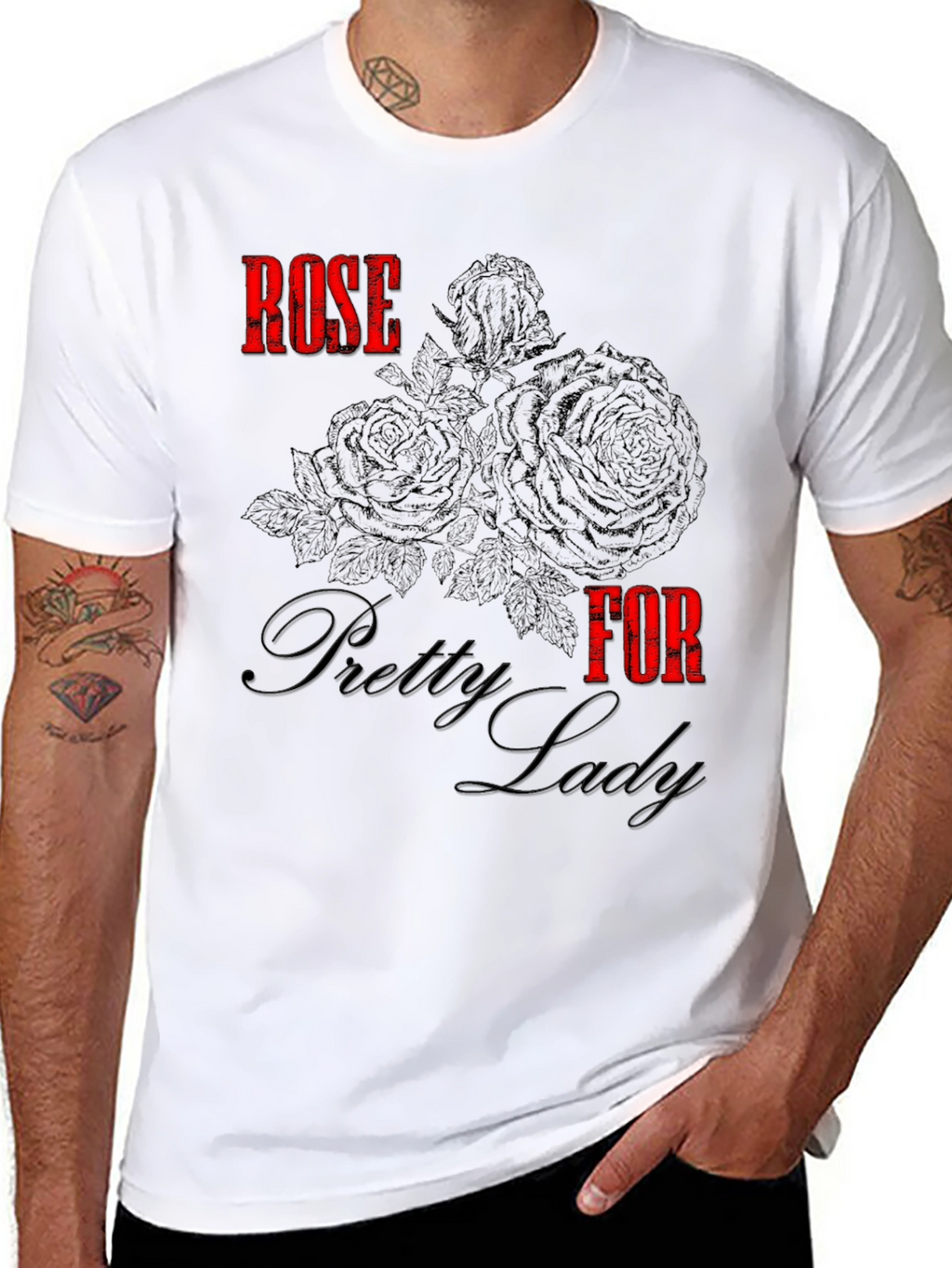 Rose for Pretty Lady Black Graphic Tee