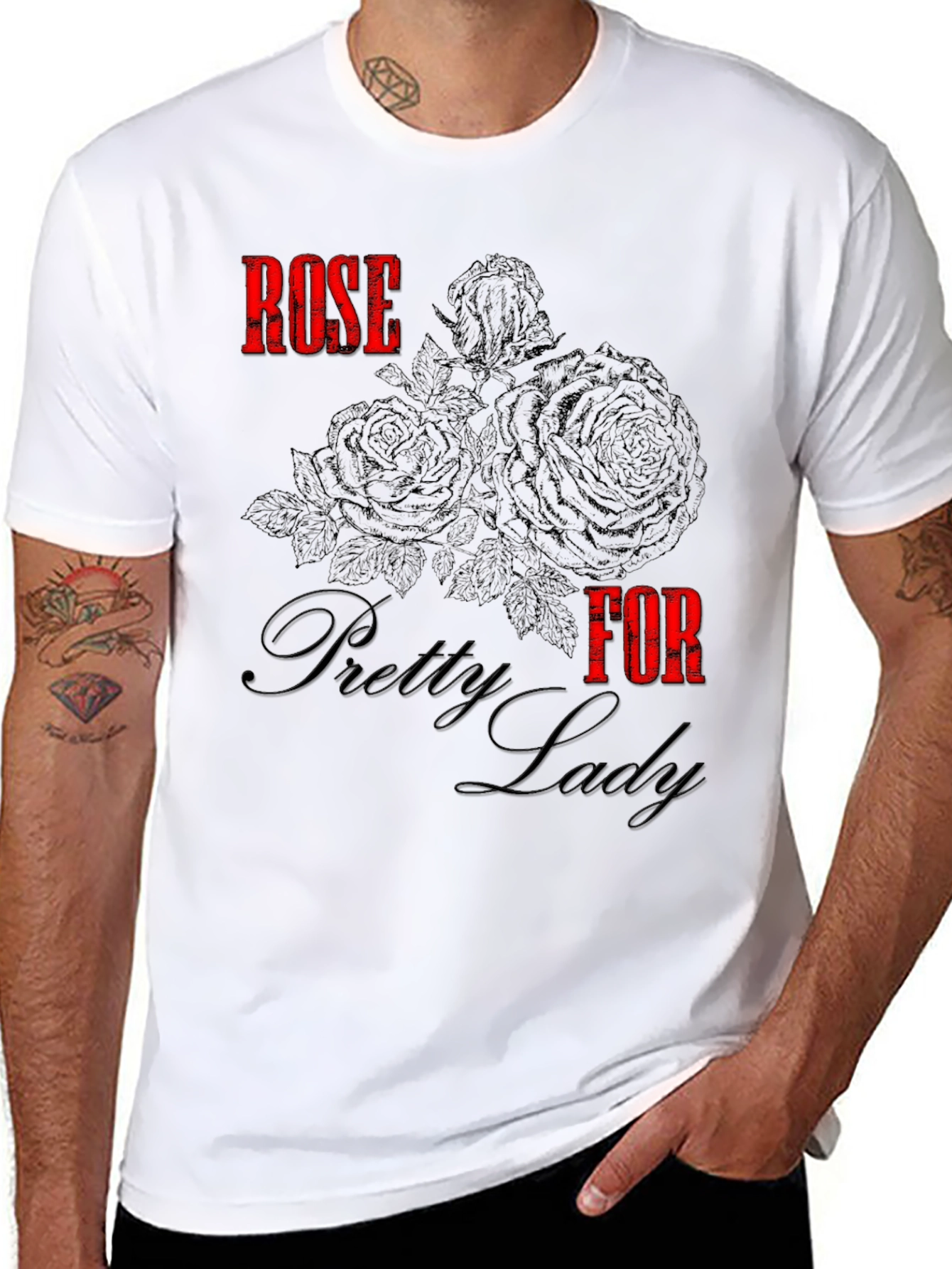 Rose for Pretty Lady Black Graphic Tee