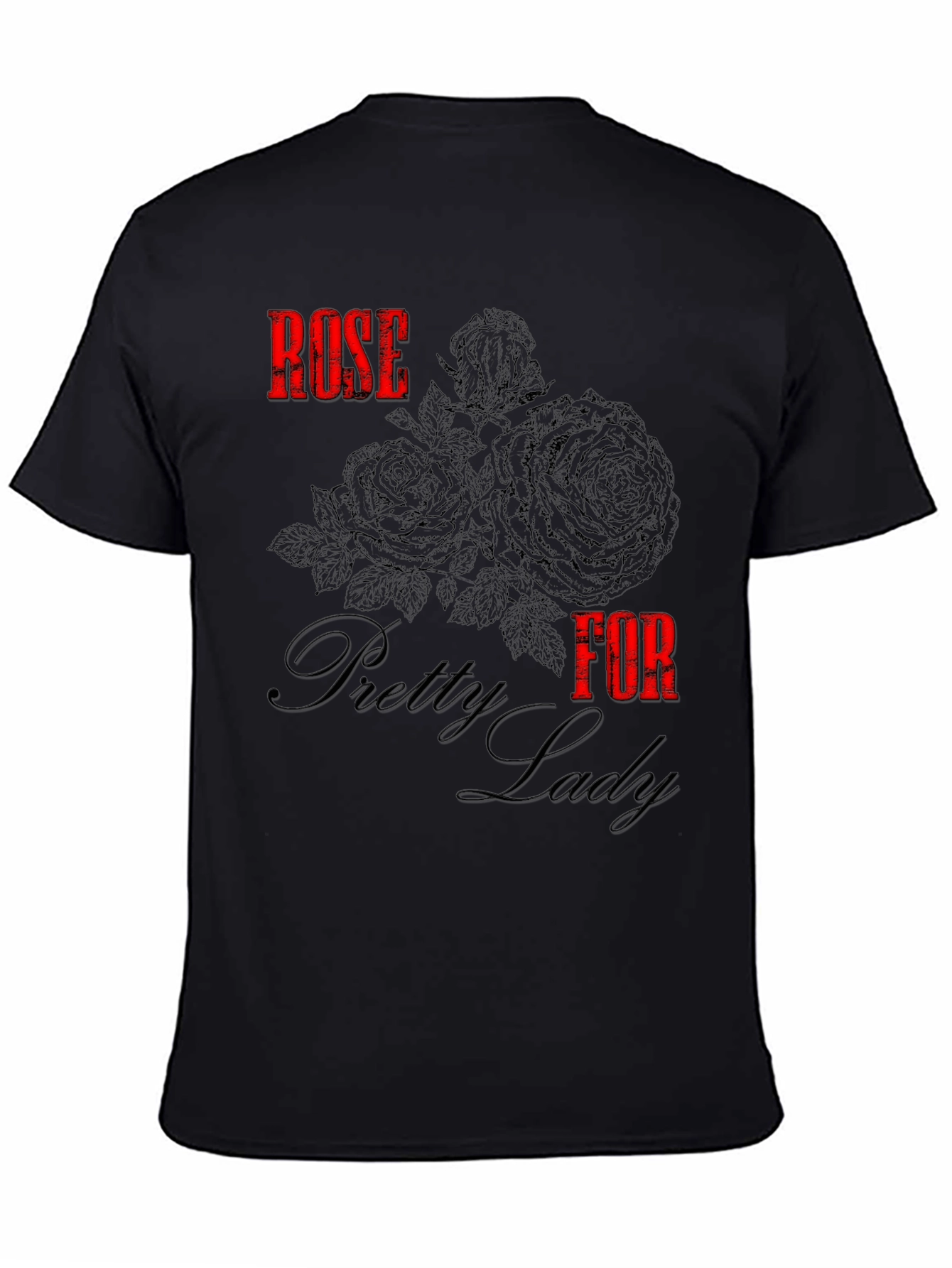 Rose for Pretty Lady Black Graphic Tee