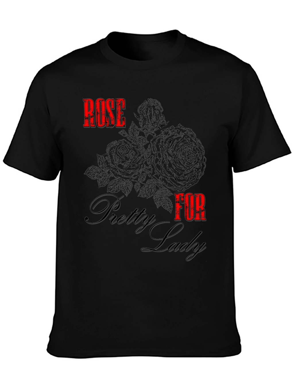 Rose for Pretty Lady Black Graphic Tee