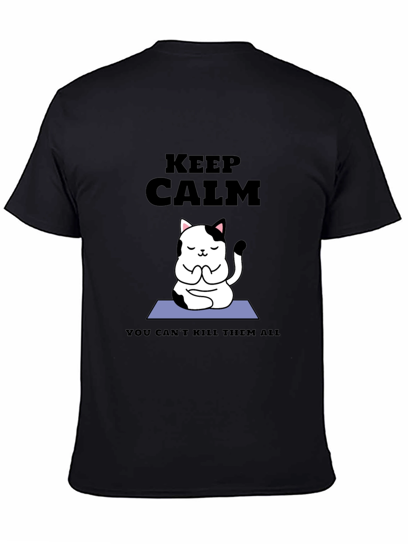 Keep Calm Cat Yoga T-Shirt - Funny Meditating Kitten Tee