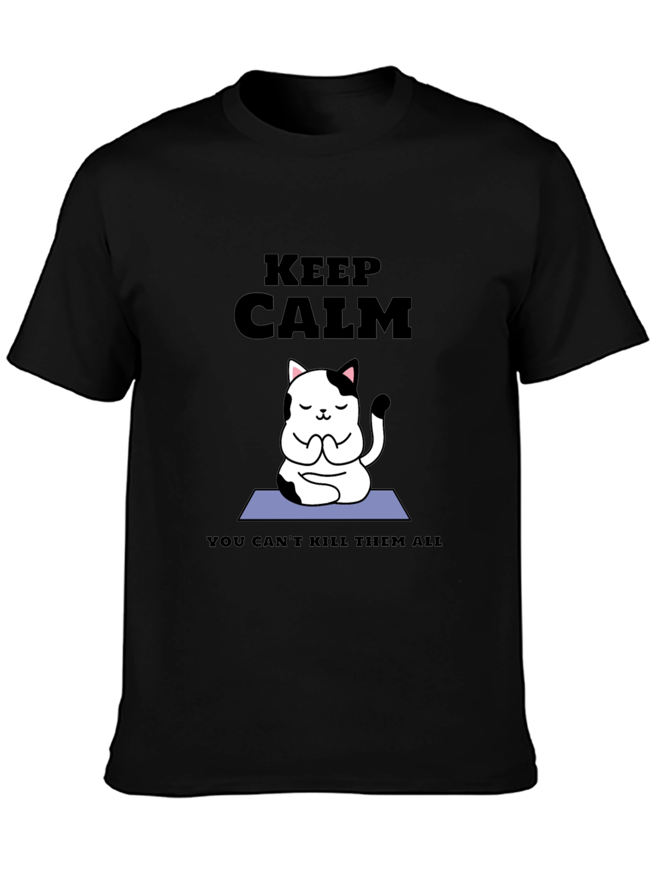 Keep Calm Cat Yoga T-Shirt - Funny Meditating Kitten Tee