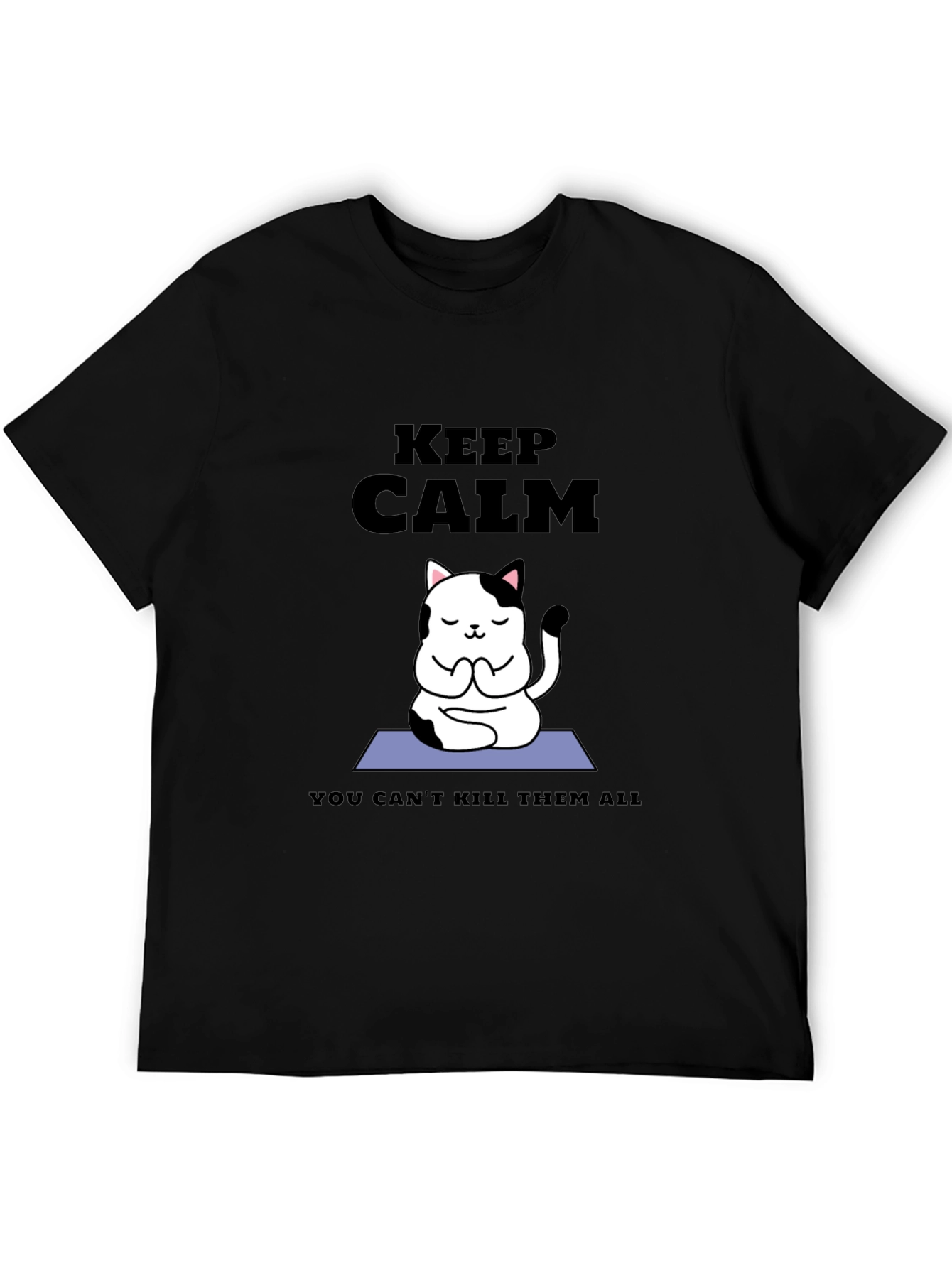 Keep Calm Cat Yoga T-Shirt - Funny Meditating Kitten Tee