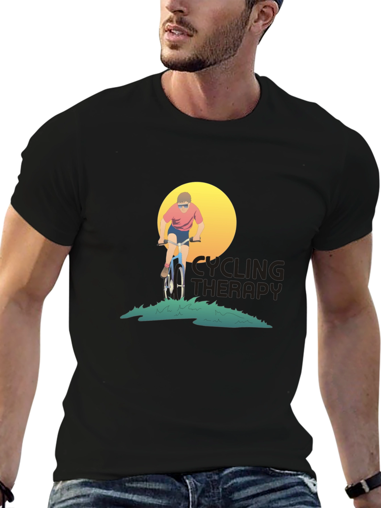 Cycling Therapy Black Graphic T-Shirt