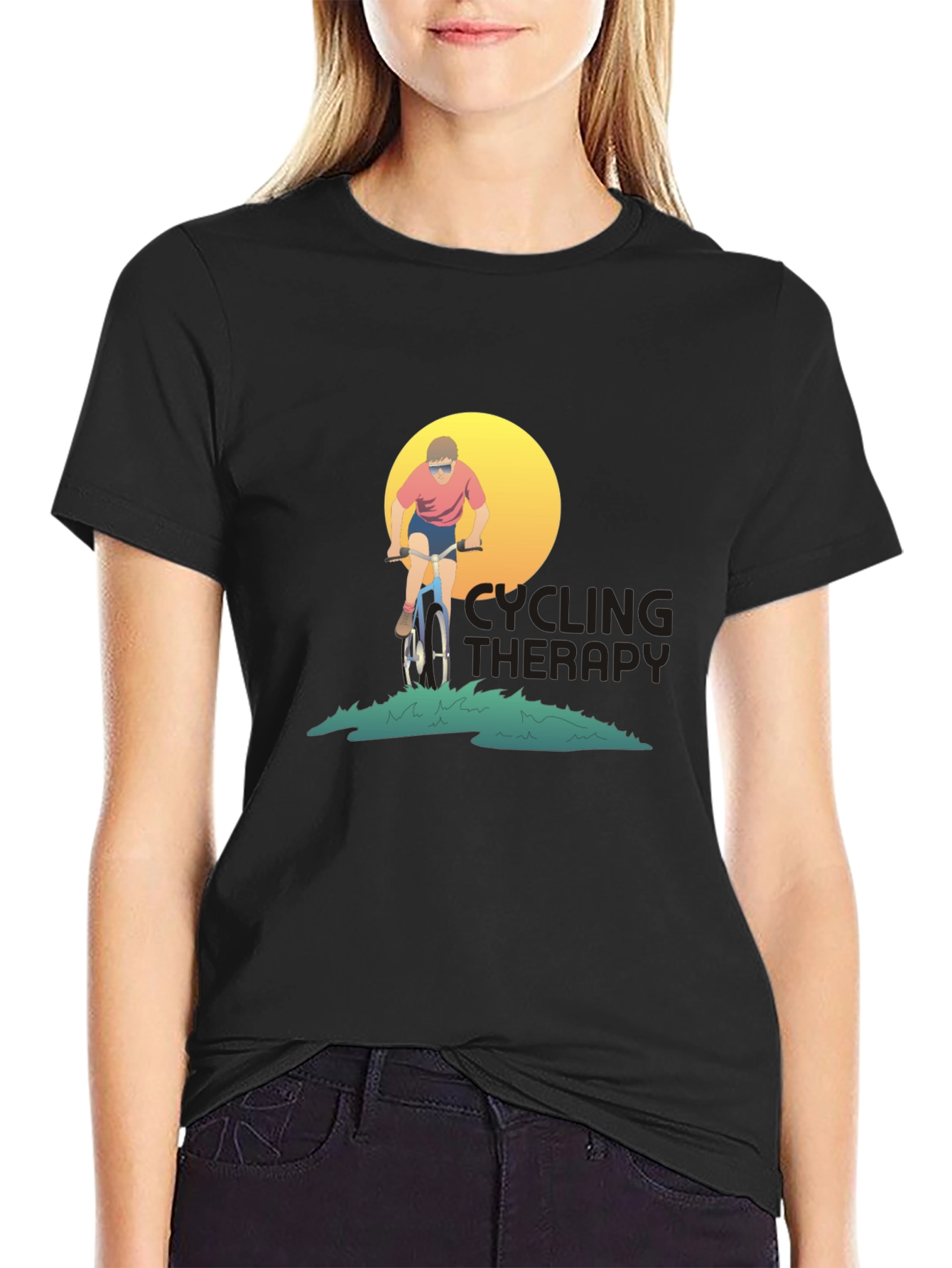 Cycling Therapy Black Graphic T-Shirt
