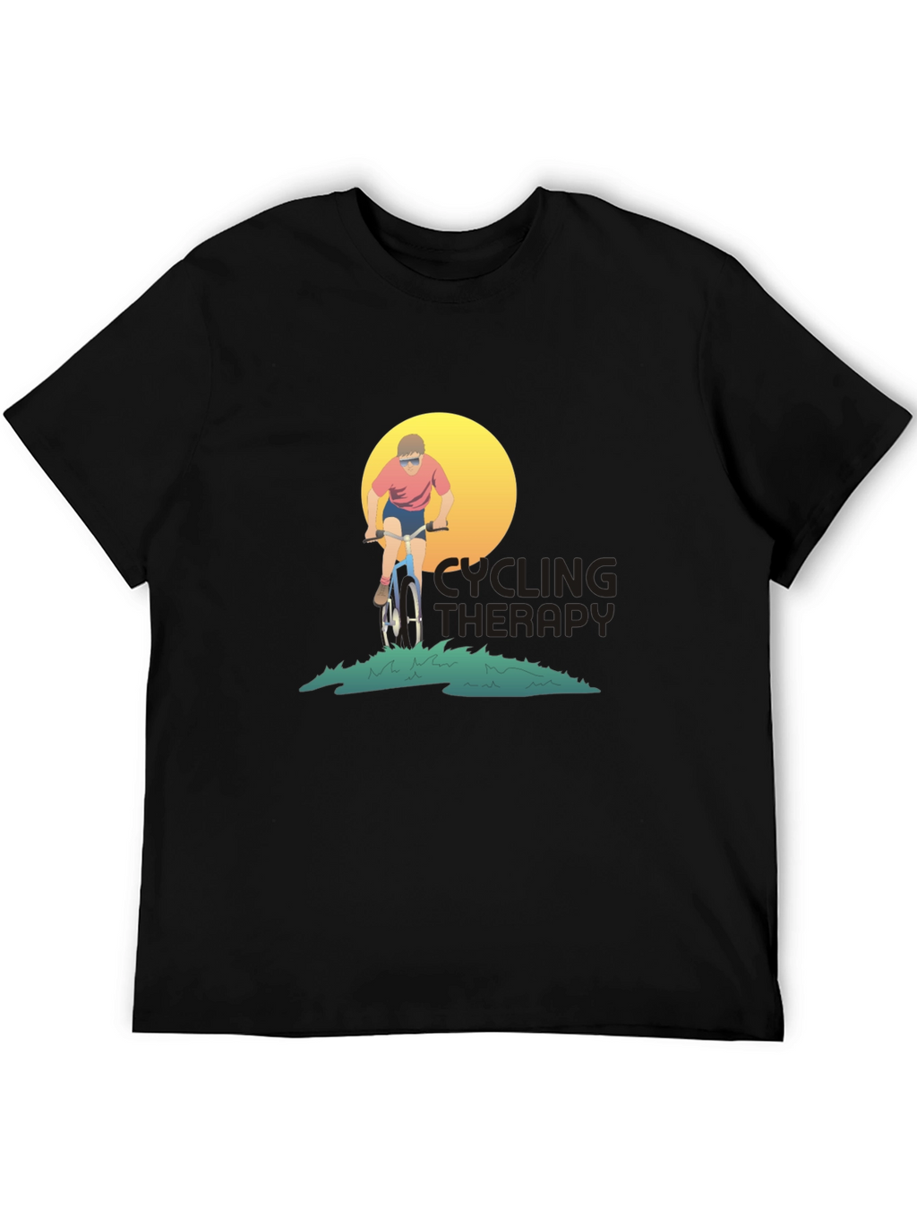 Cycling Therapy Black Graphic T-Shirt
