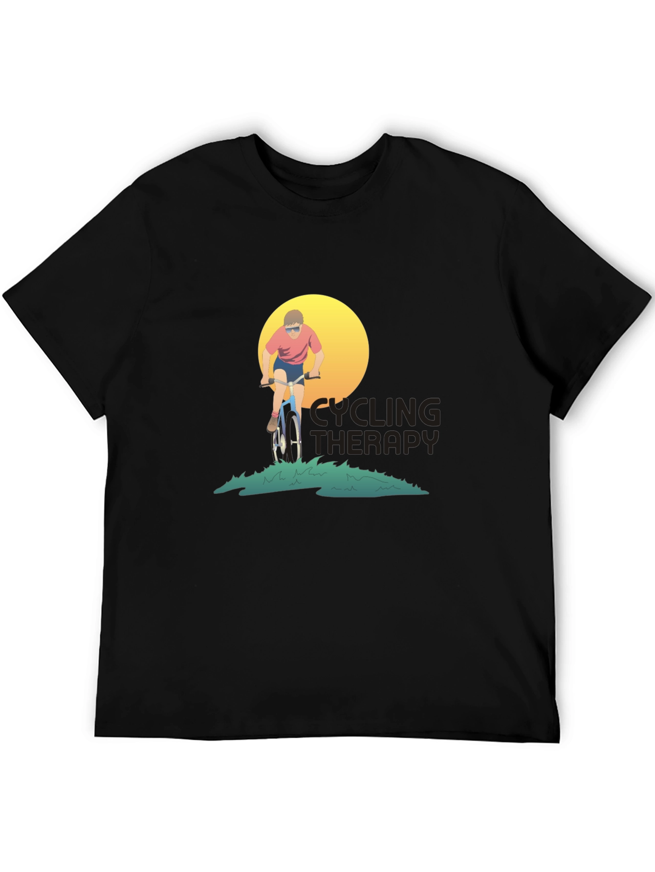 Cycling Therapy Black Graphic T-Shirt