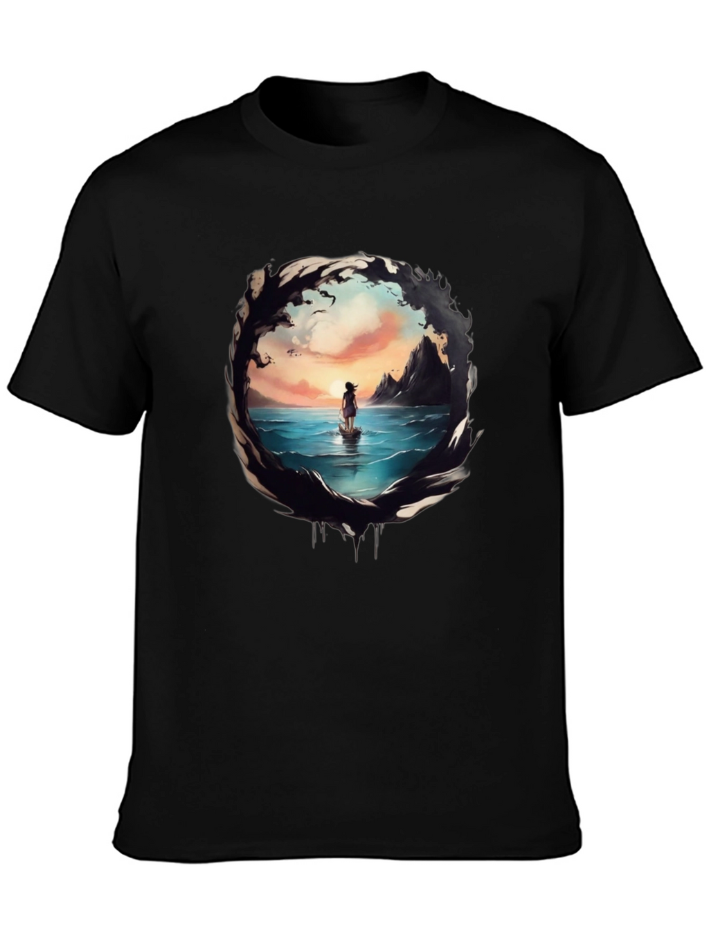 Ocean Vista Graphic Tee - Black