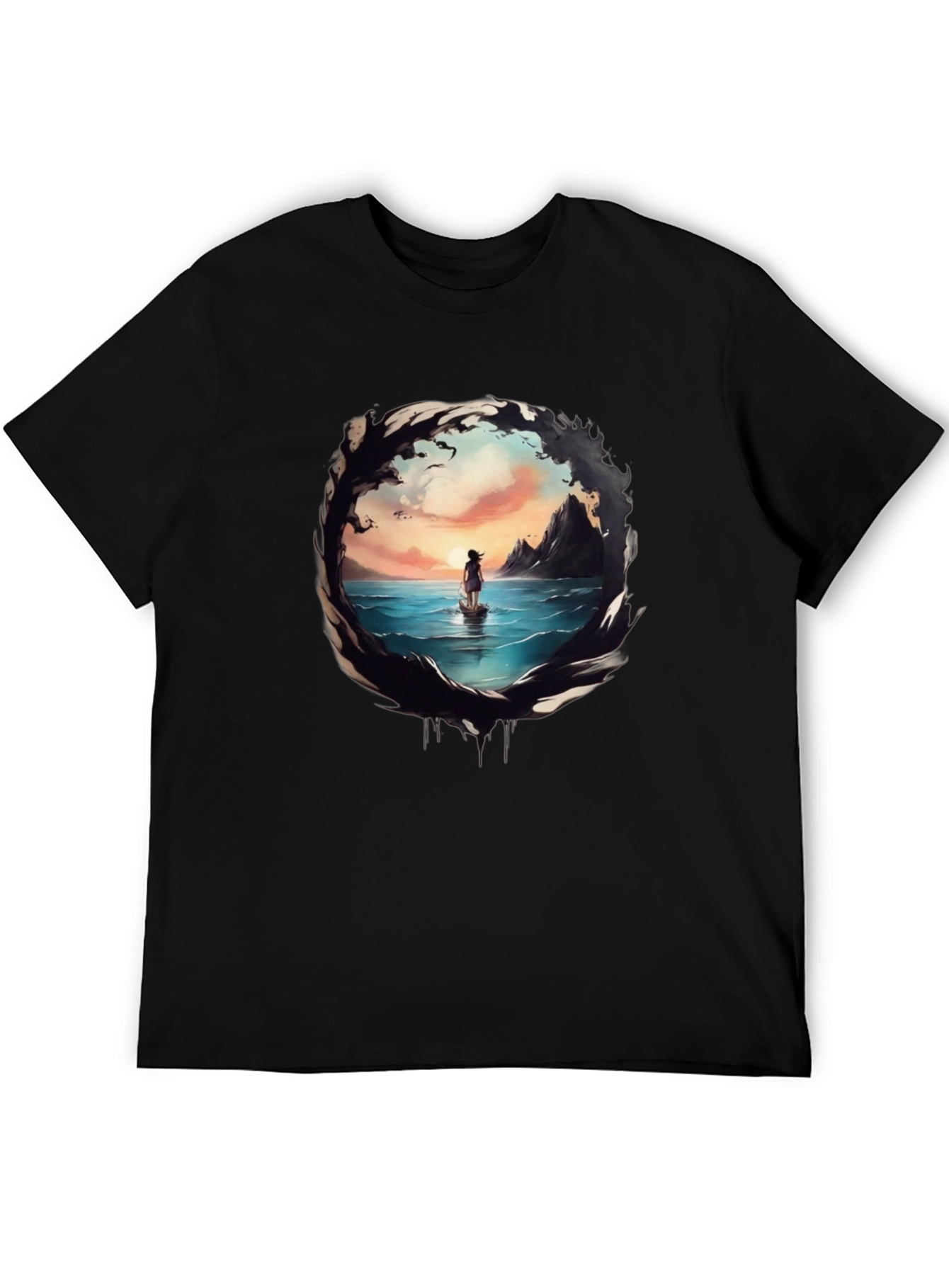 Ocean Vista Graphic Tee - Black