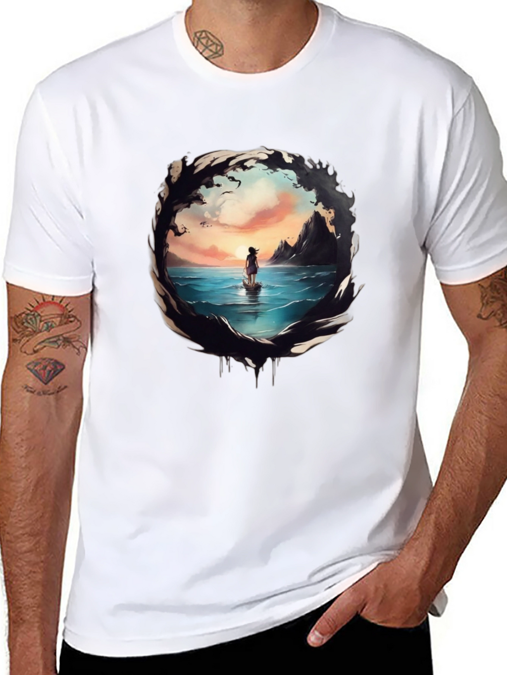 Ocean Vista Graphic Tee - Black
