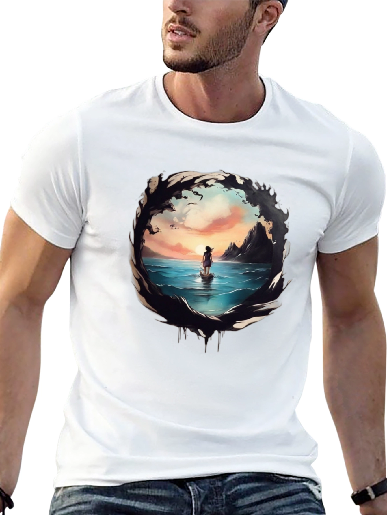 Ocean Vista Graphic Tee - Black