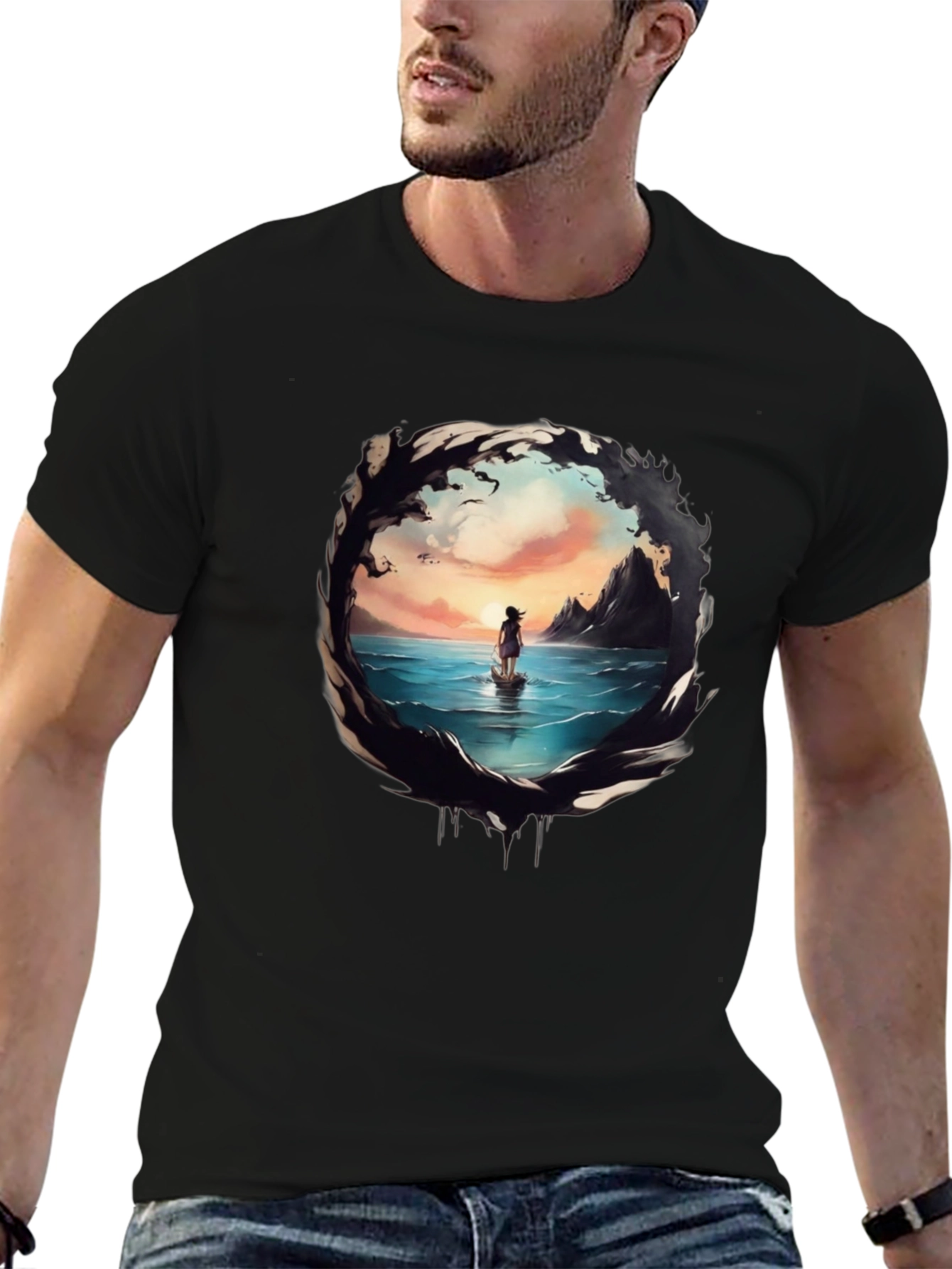 Ocean Vista Graphic Tee - Black