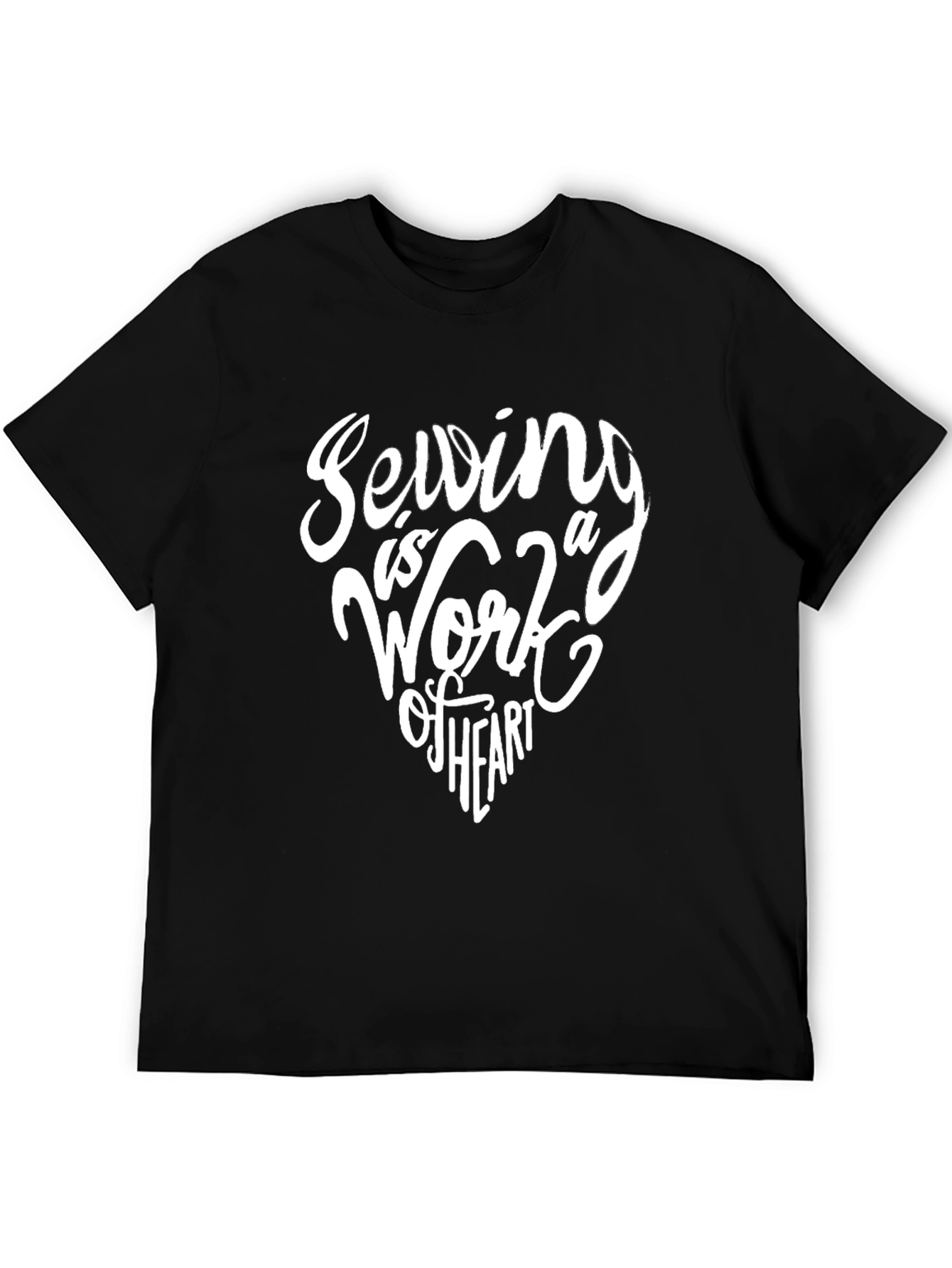 Sewing is a Work of Heart Graphic Tee - Black Unisex Shirt