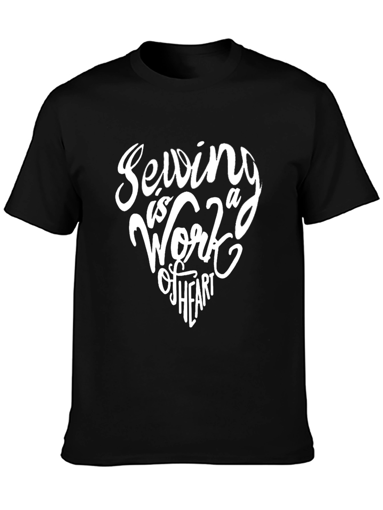 Sewing is a Work of Heart Graphic Tee - Black Unisex Shirt