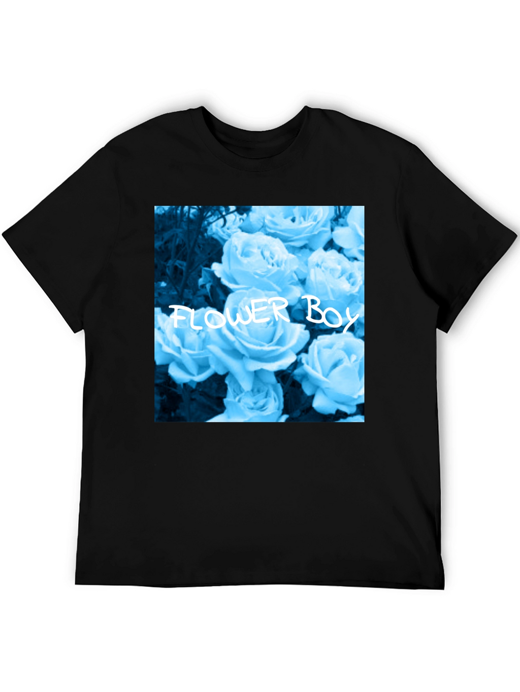 Flower Boy Rose Graphic Tee - Black Cotton T-Shirt