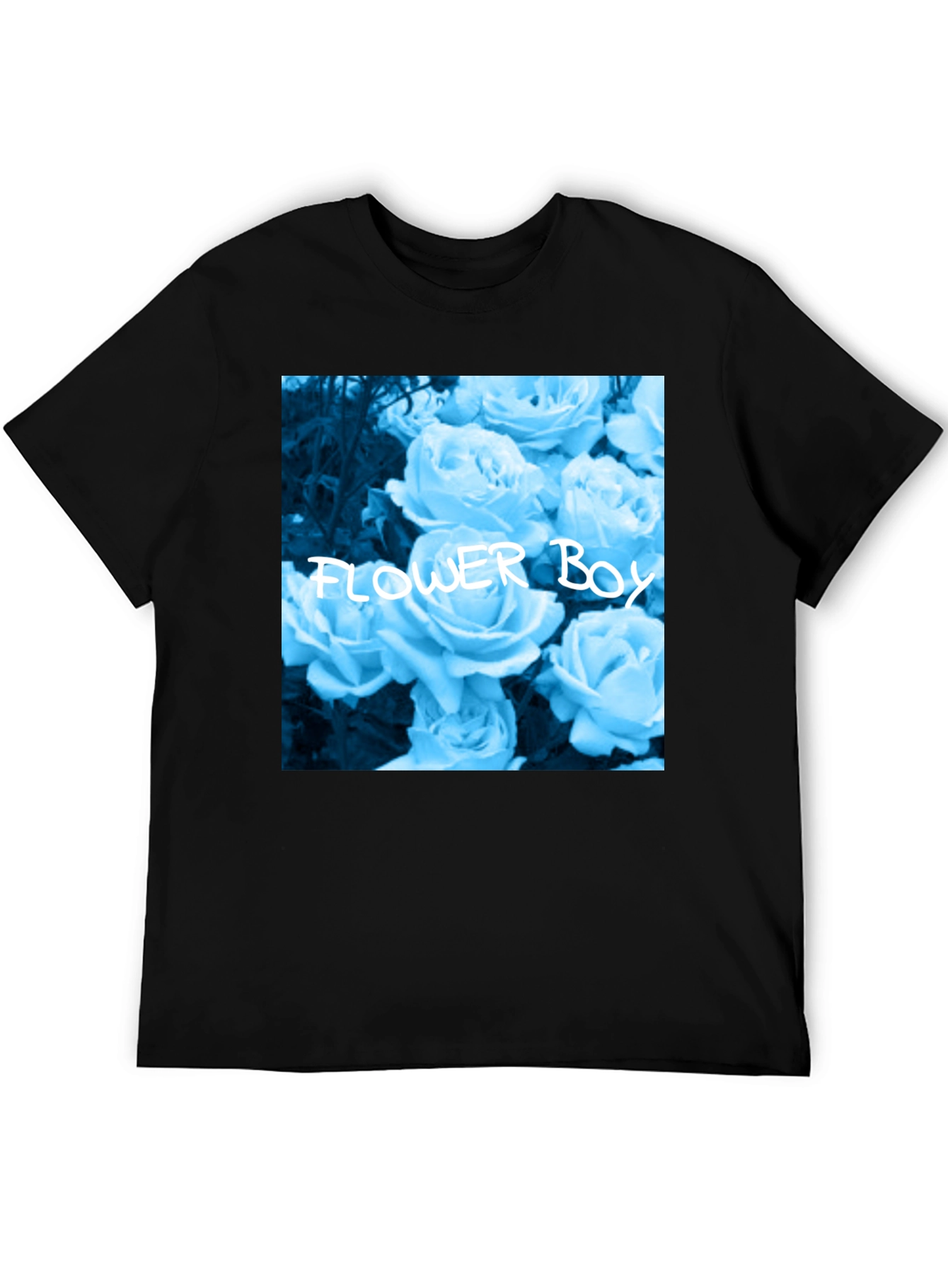 Flower Boy Rose Graphic Tee - Black Cotton T-Shirt