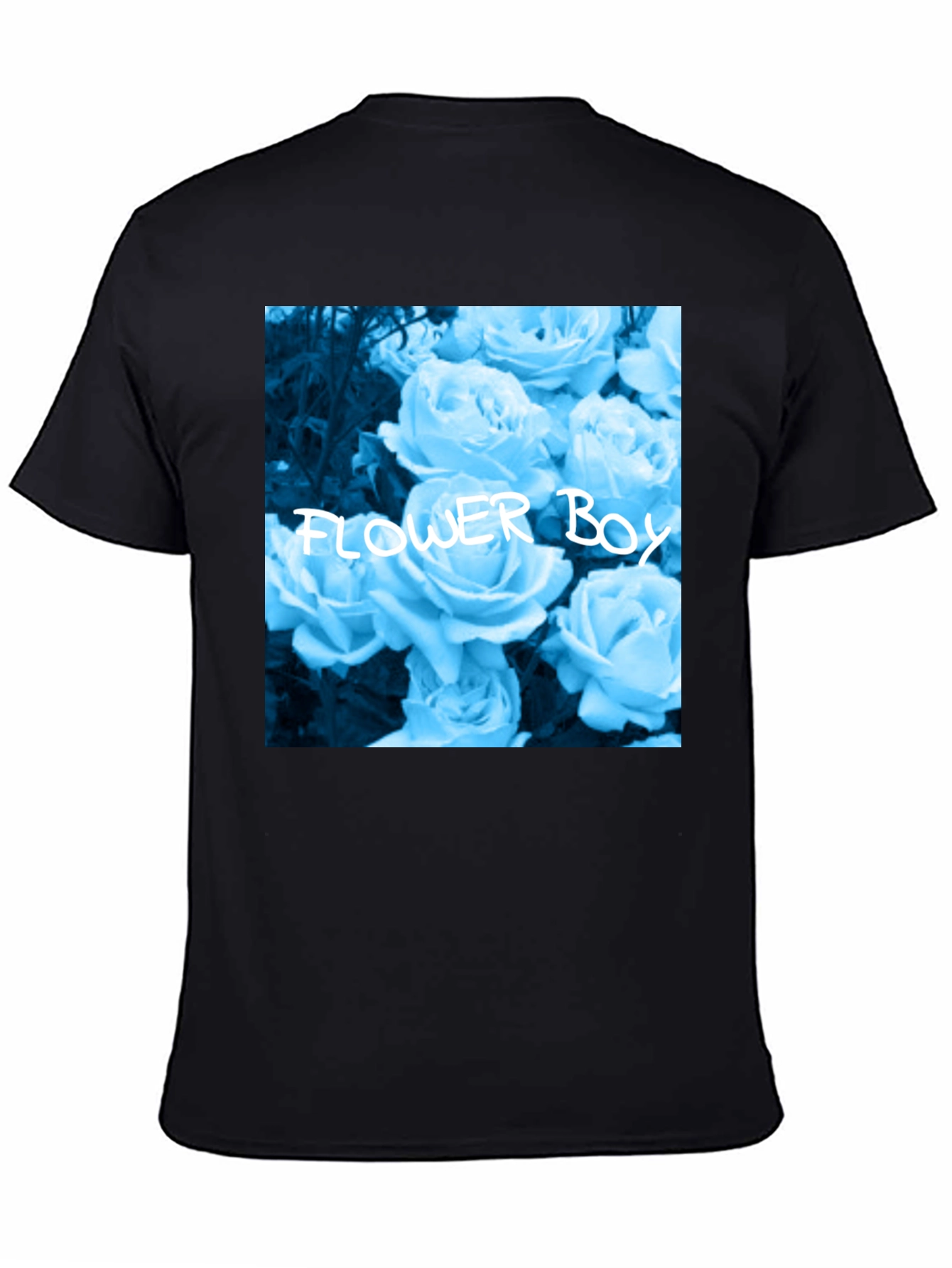 Flower Boy Rose Graphic Tee - Black Cotton T-Shirt