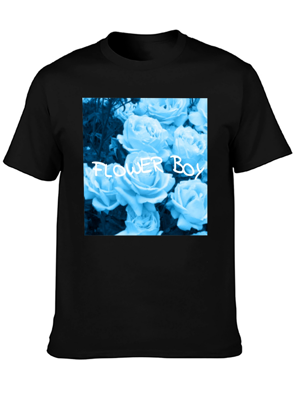 Flower Boy Rose Graphic Tee - Black Cotton T-Shirt