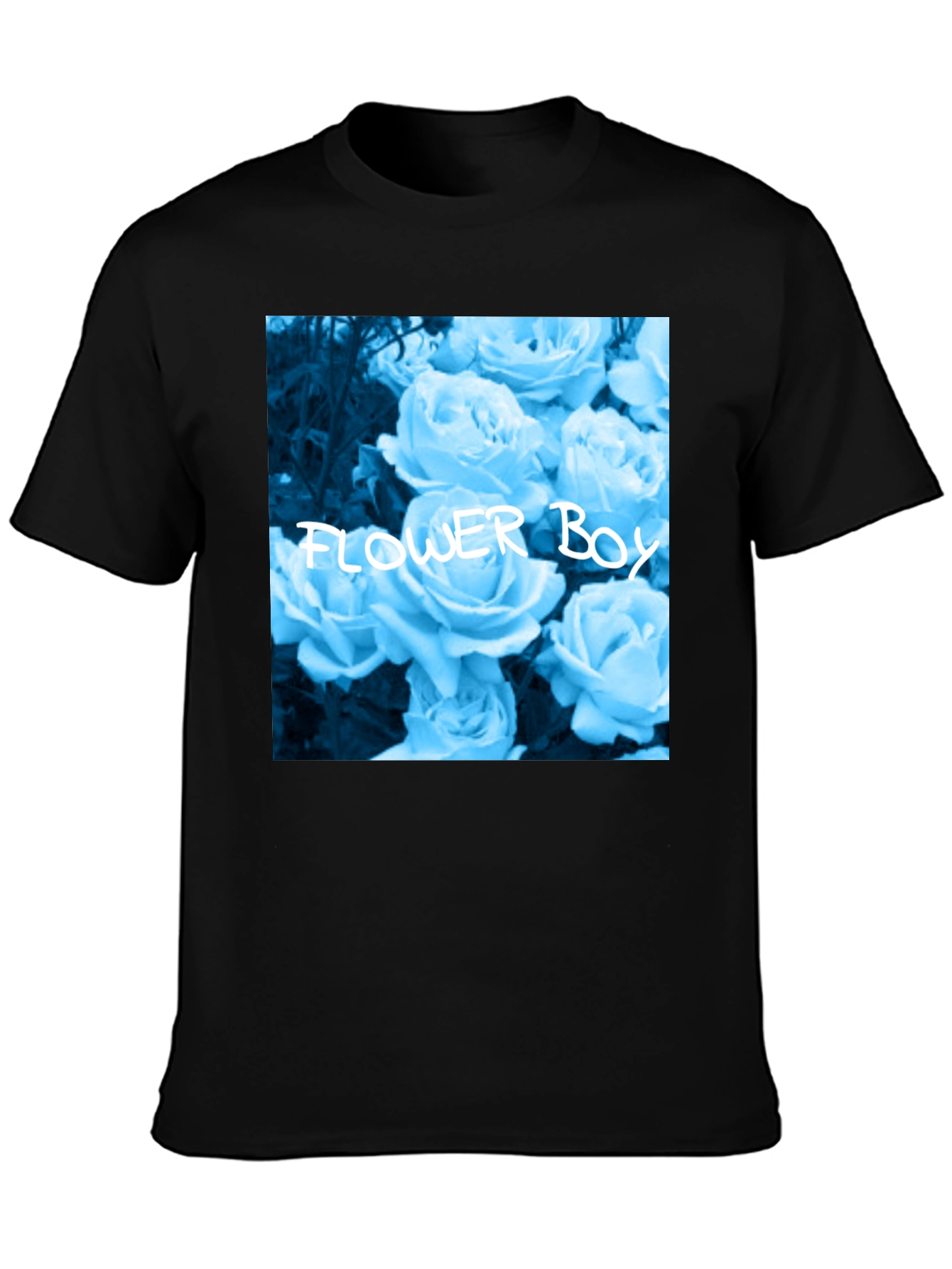 Flower Boy Rose Graphic Tee - Black Cotton T-Shirt