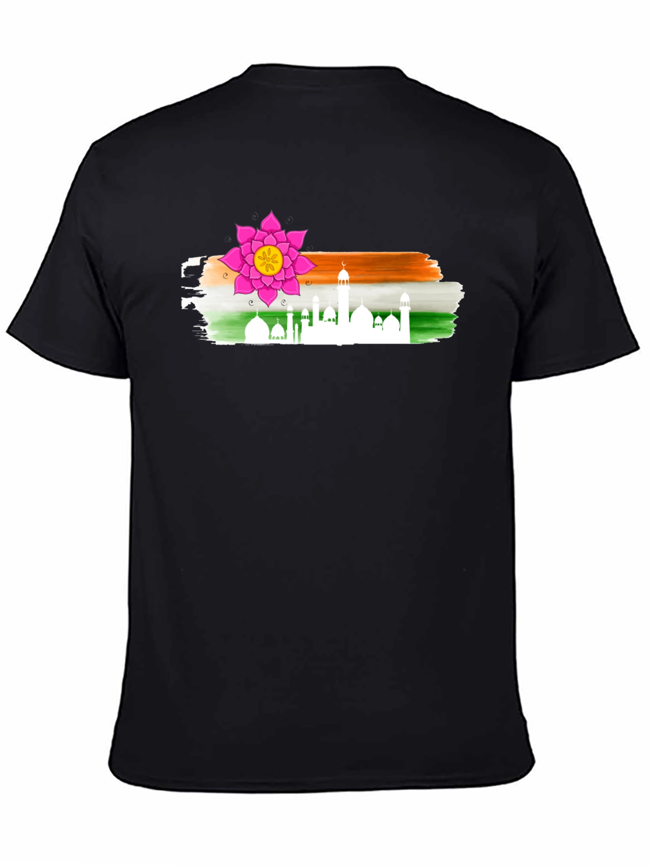 India Inspired Lotus Black T-Shirt