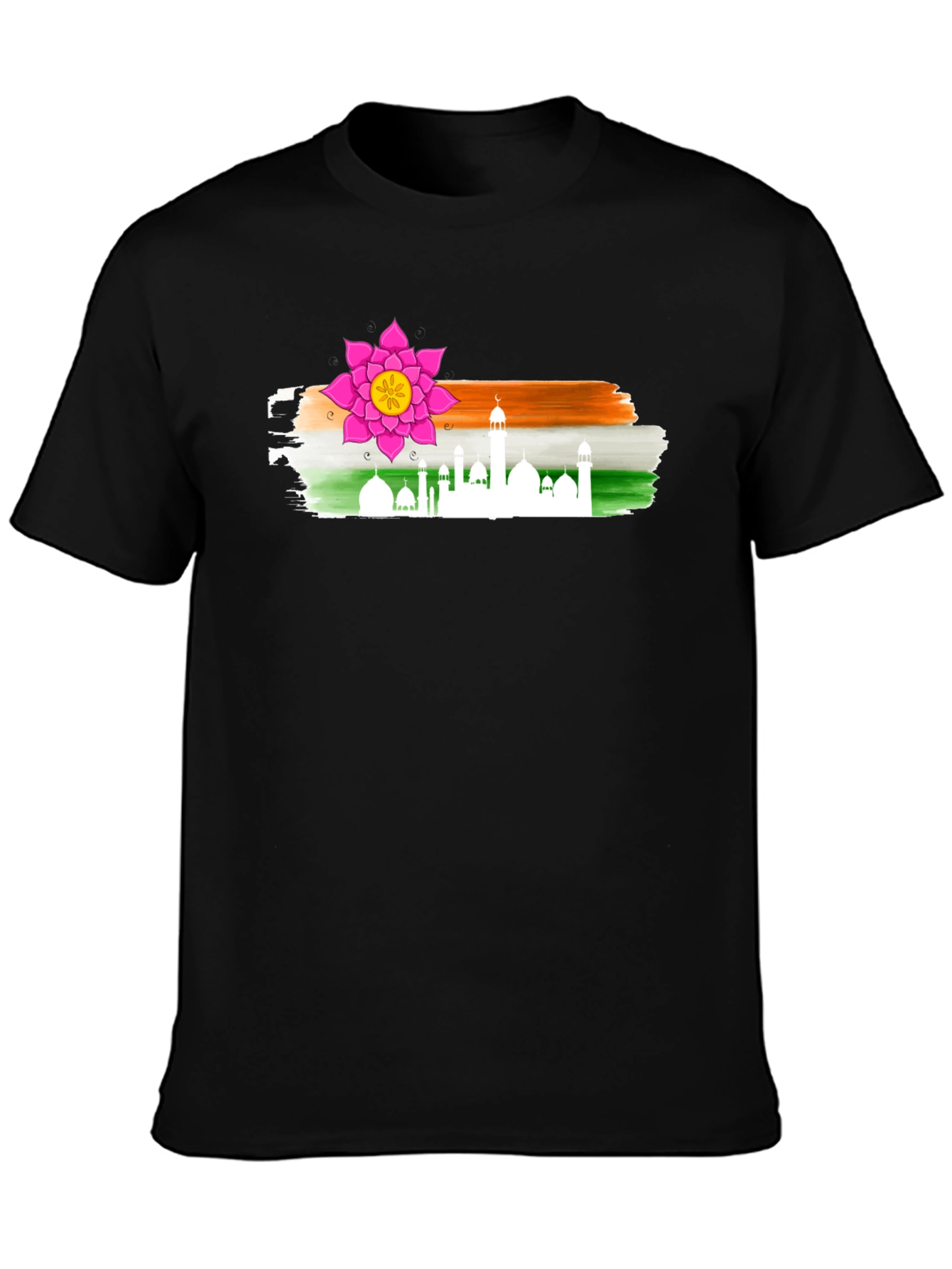 India Inspired Lotus Black T-Shirt