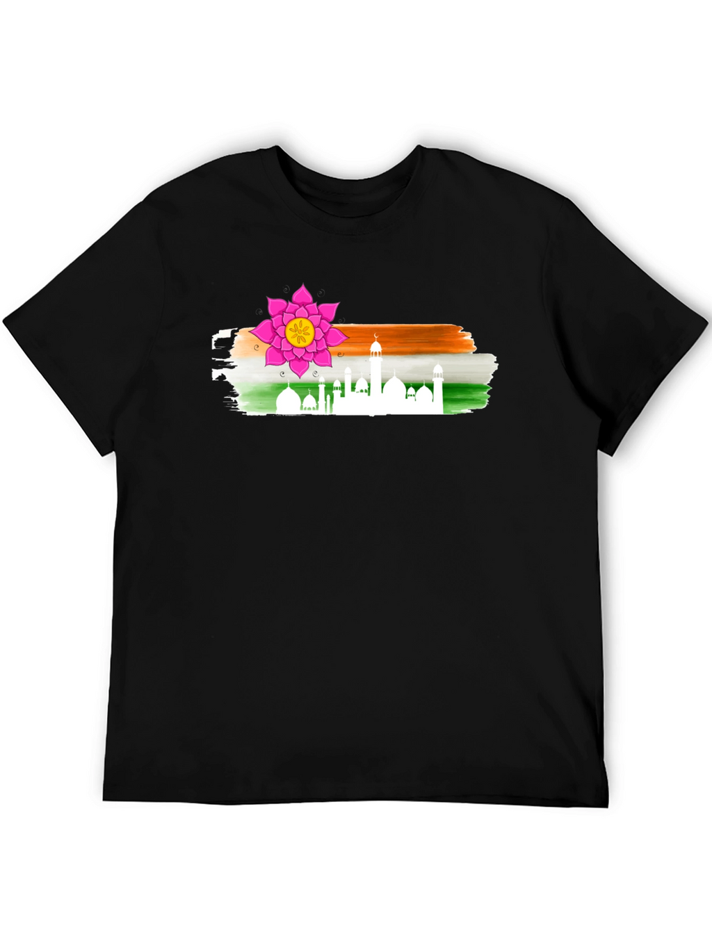 India Inspired Lotus Black T-Shirt
