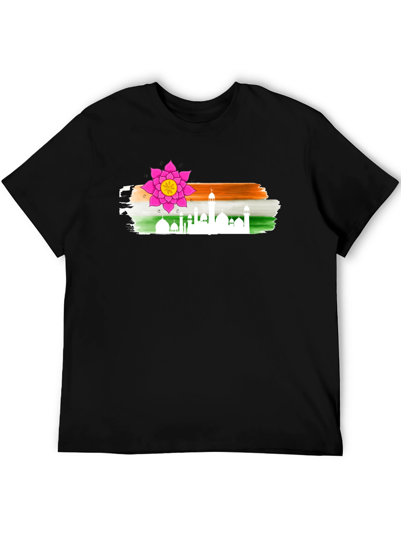 India Inspired Lotus Black T-Shirt