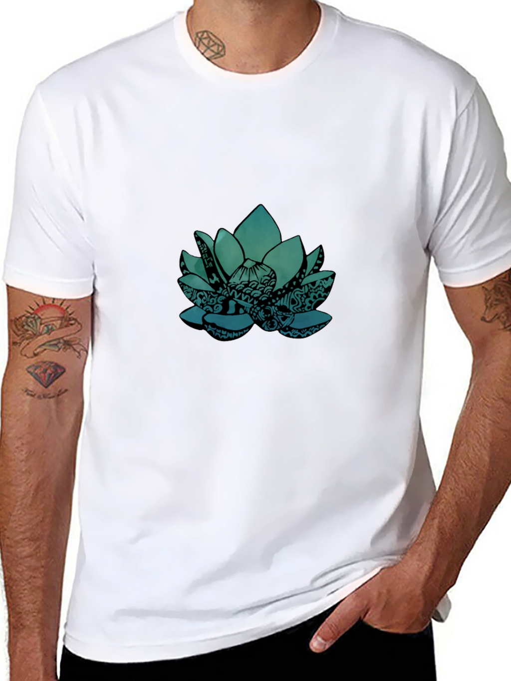 Lotus Graphic Tee - Black Cotton Blend