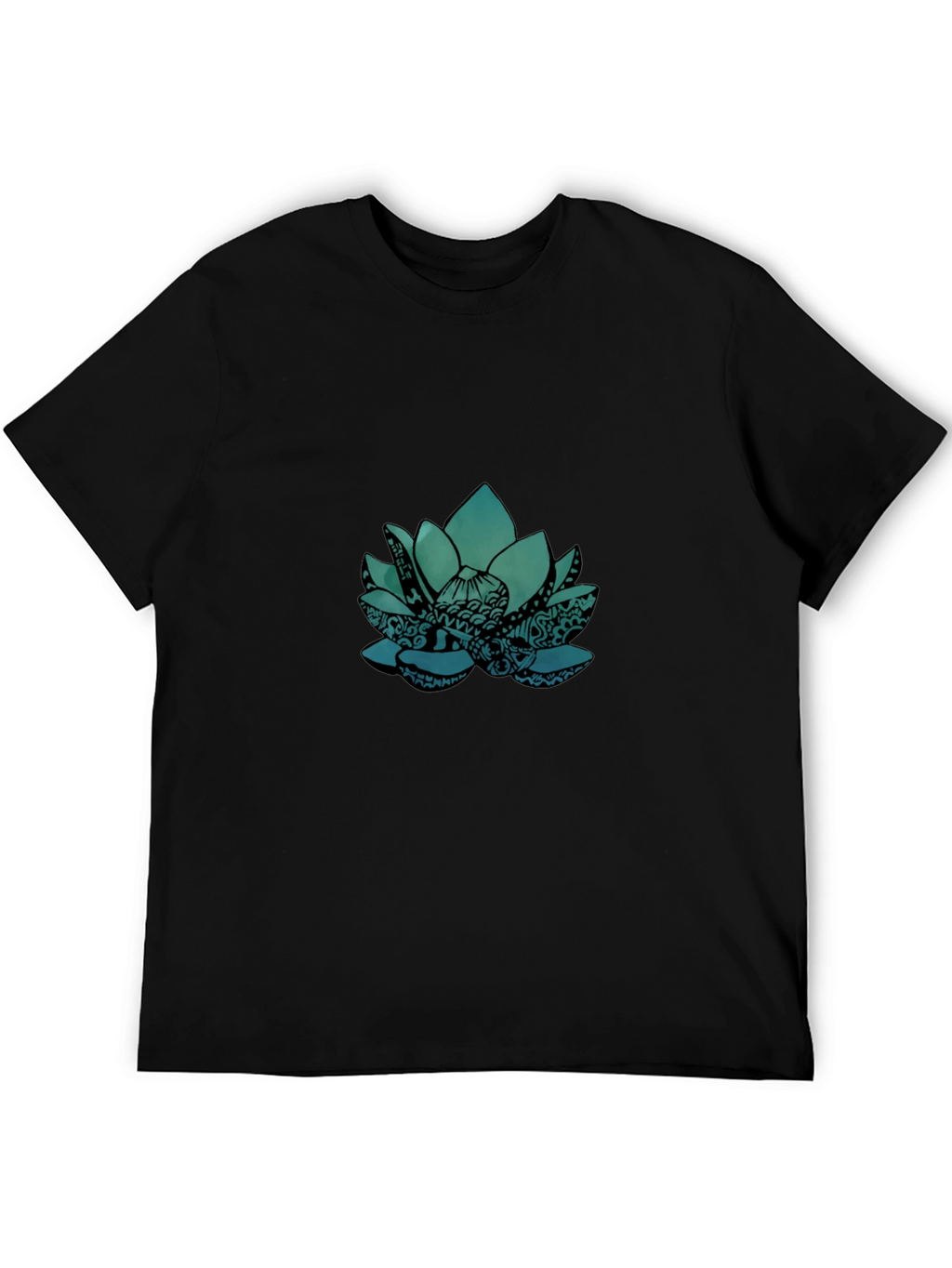Lotus Graphic Tee - Black Cotton Blend