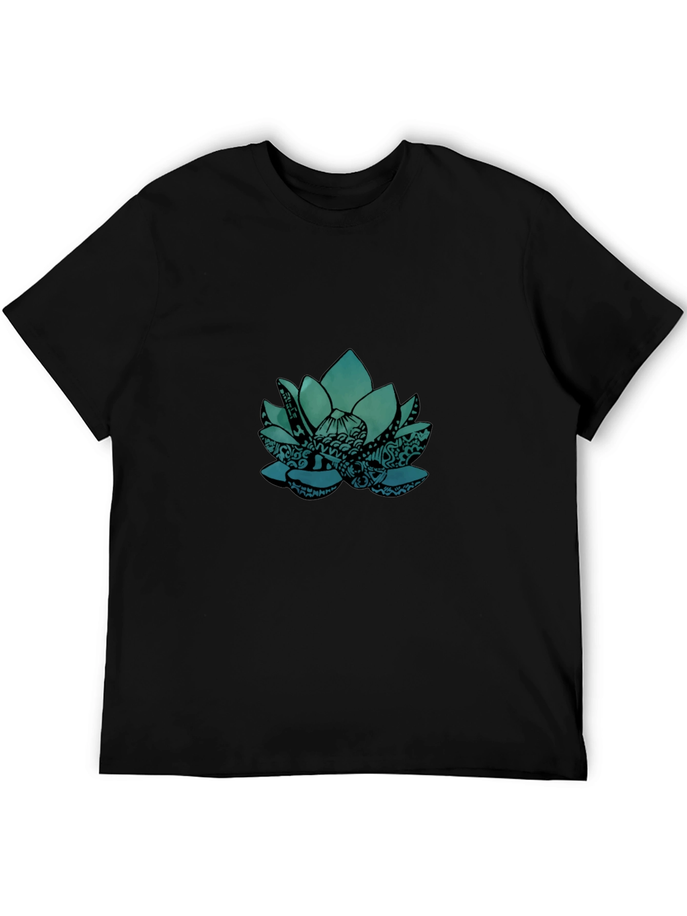 Lotus Graphic Tee - Black Cotton Blend