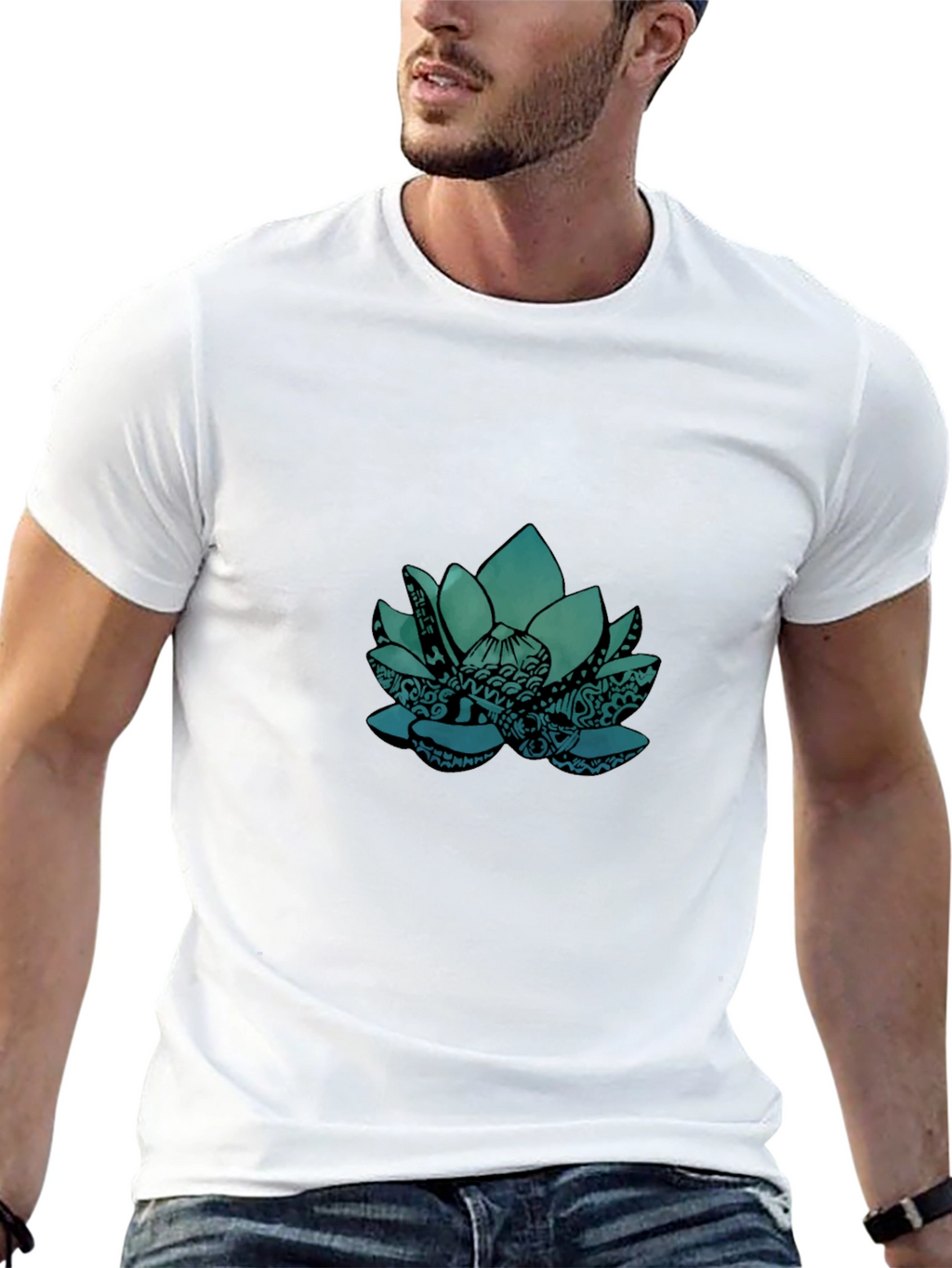 Lotus Graphic Tee - Black Cotton Blend