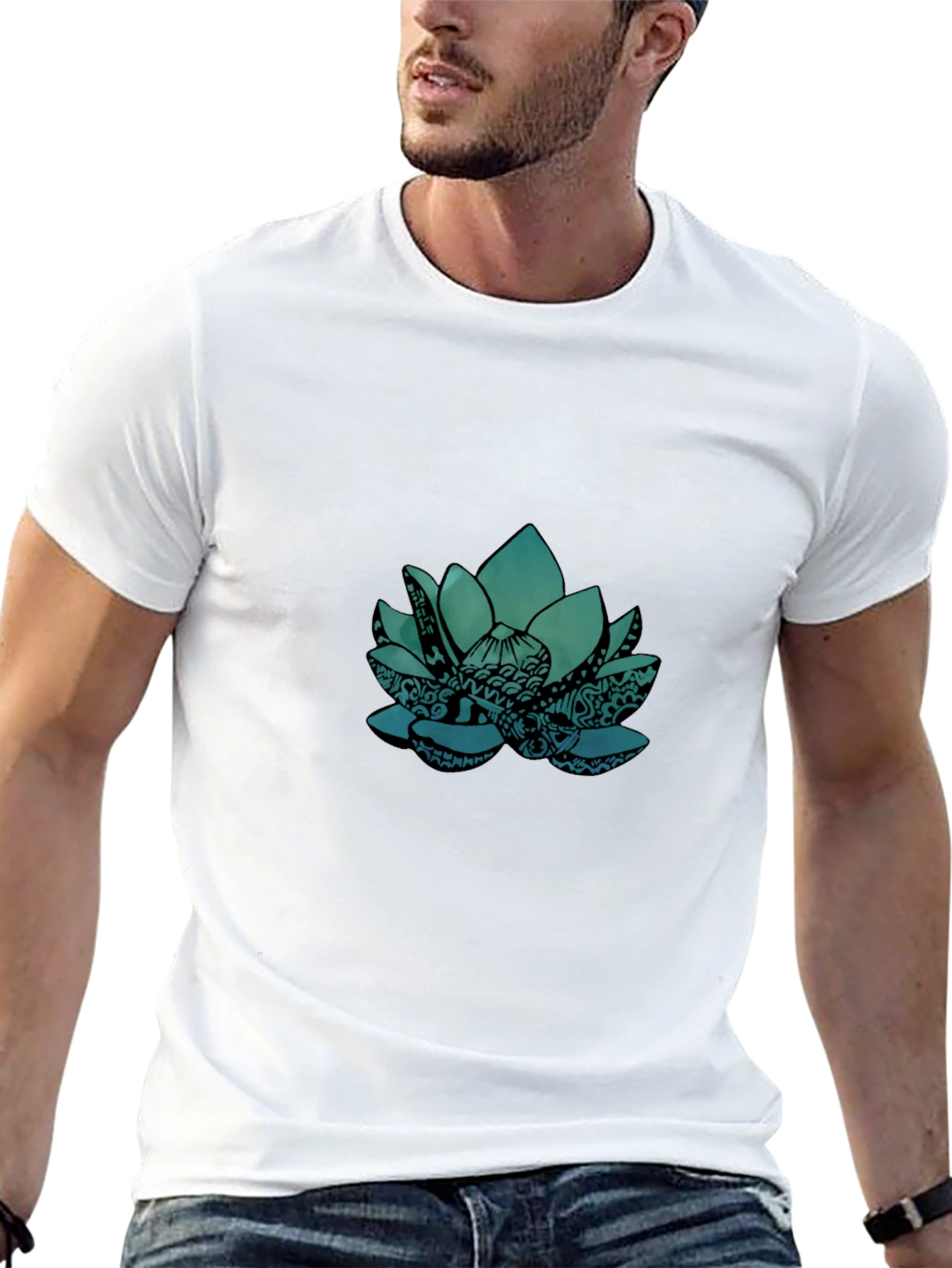 Lotus Graphic Tee - Black Cotton Blend