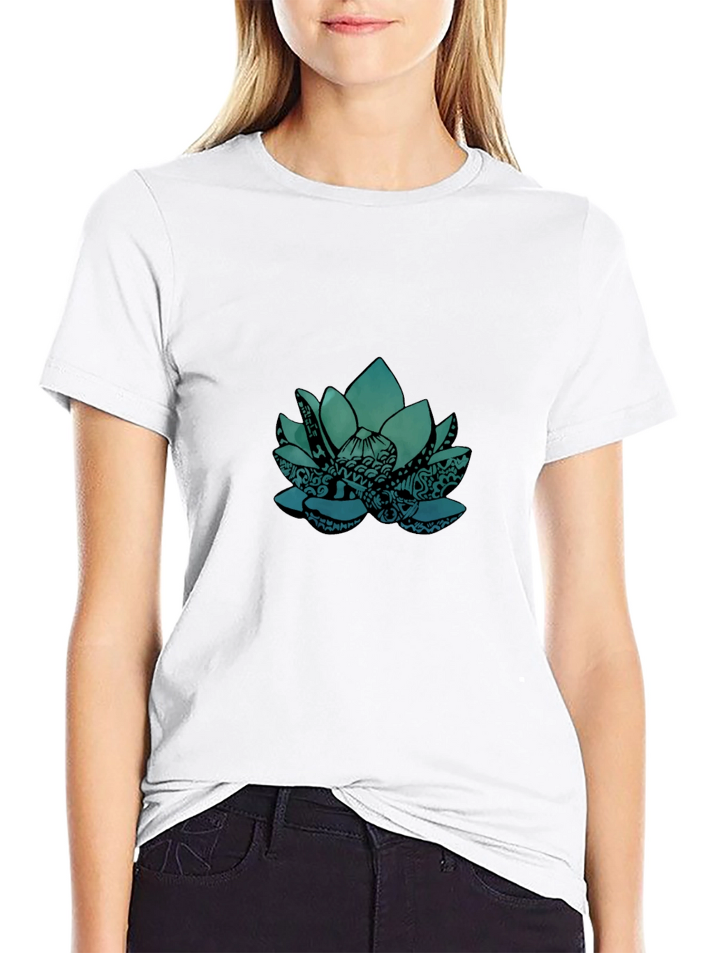 Lotus Graphic Tee - Black Cotton Blend