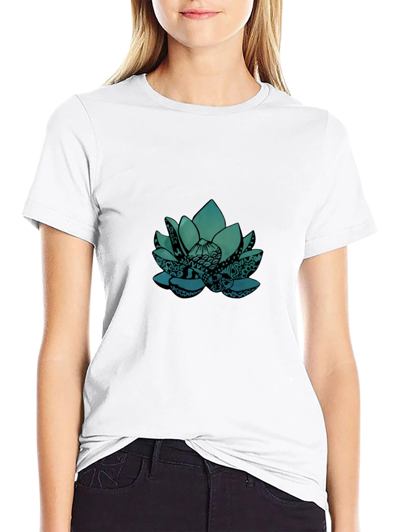 Lotus Graphic Tee - Black Cotton Blend