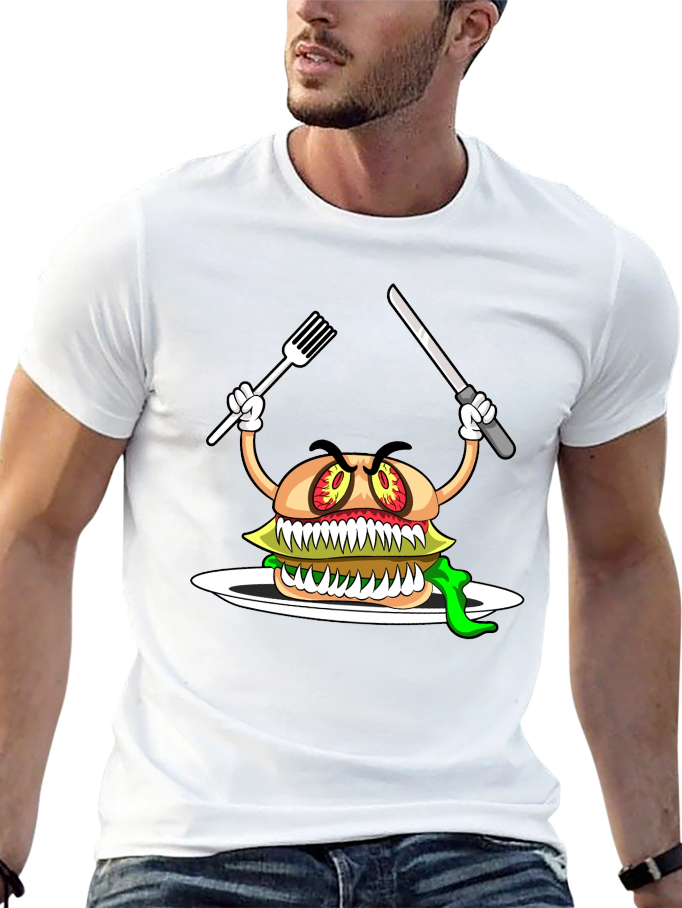 Monster Burger Graphic T-Shirt - Black
