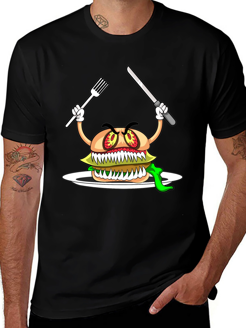 Monster Burger Graphic T-Shirt - Black