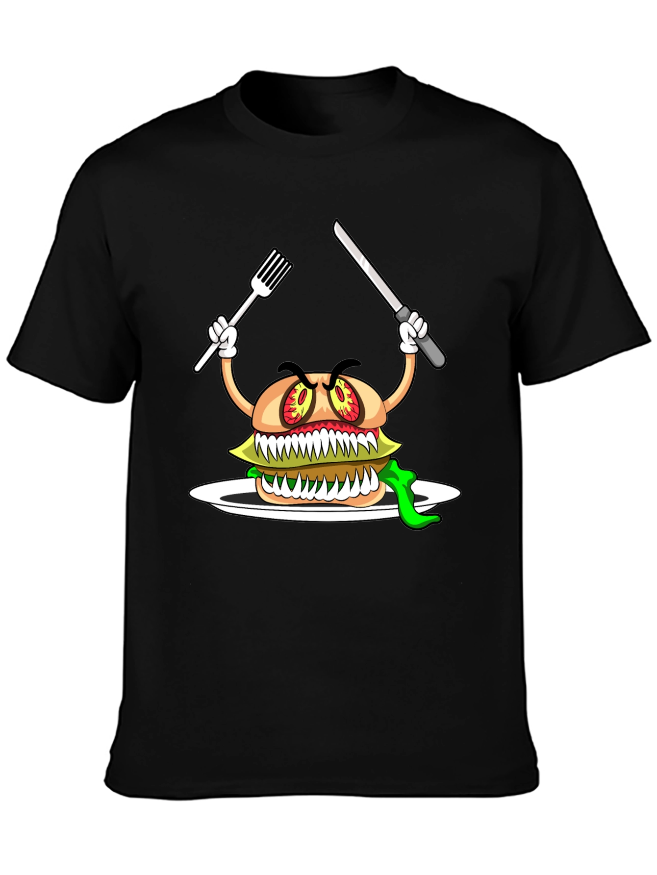 Monster Burger Graphic T-Shirt - Black