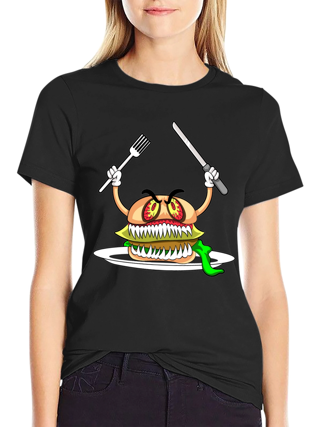 Monster Burger Graphic T-Shirt - Black