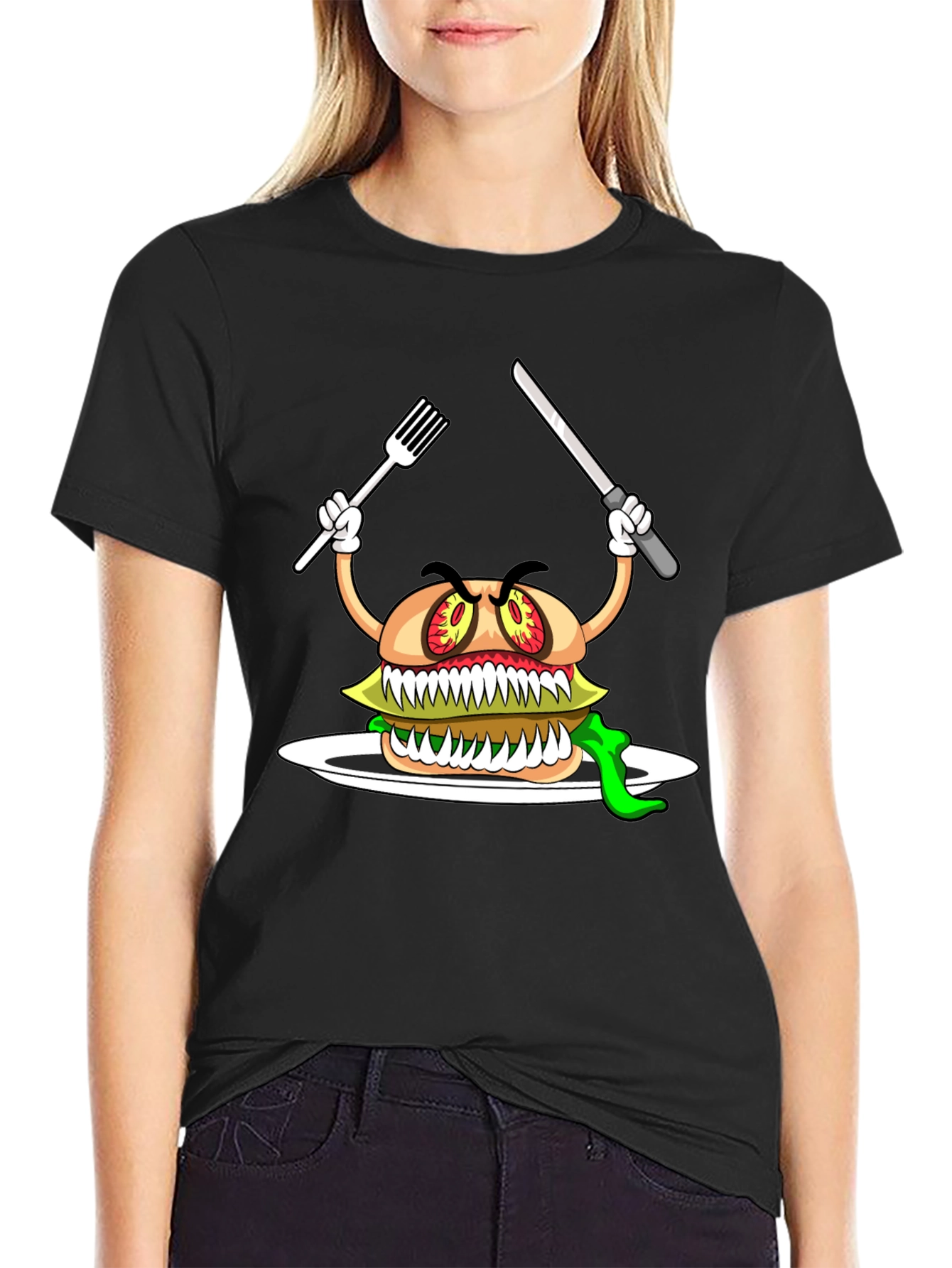 Monster Burger Graphic T-Shirt - Black