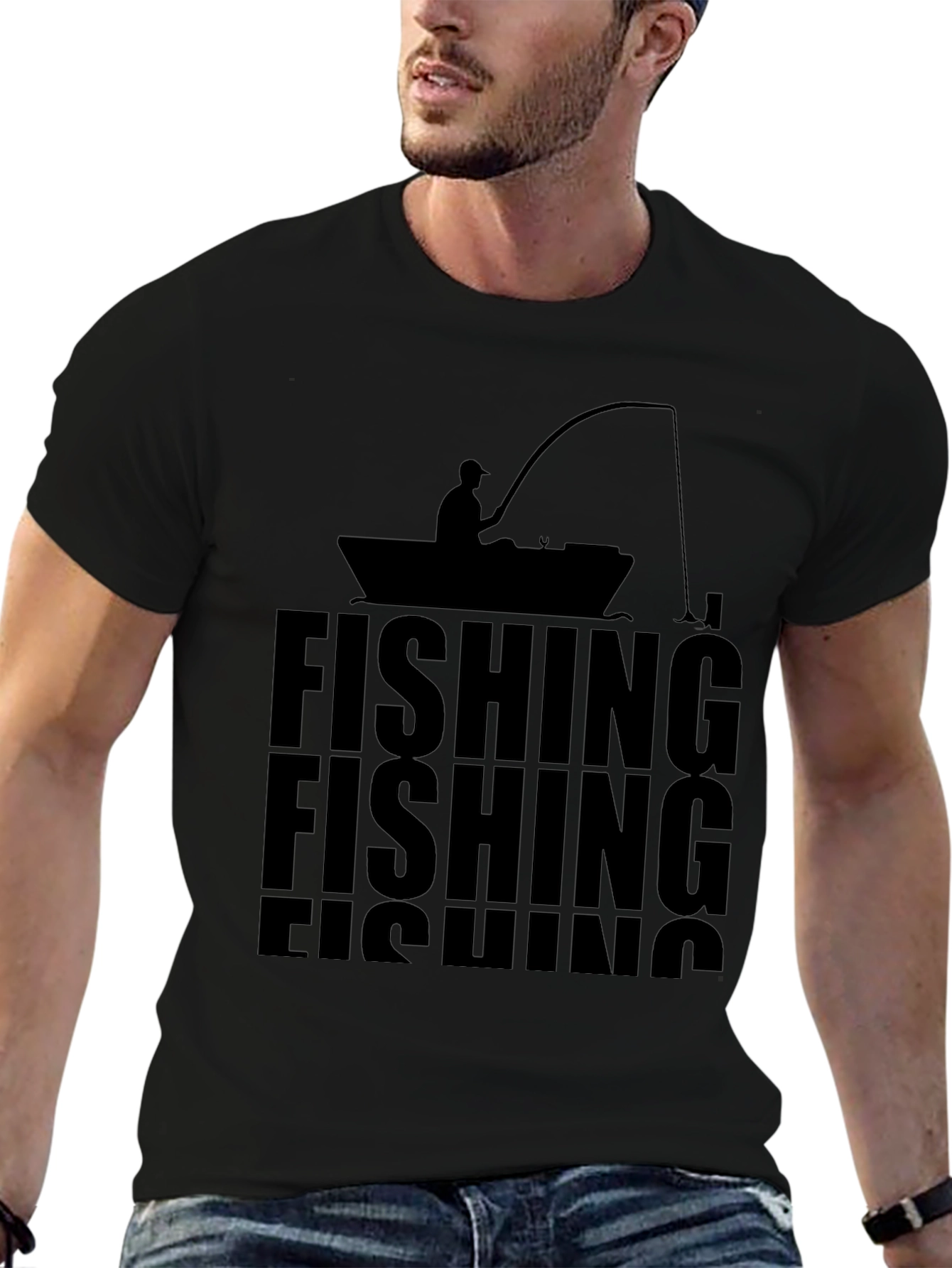 Fishing Graphic Tee - Mens Black T-Shirt