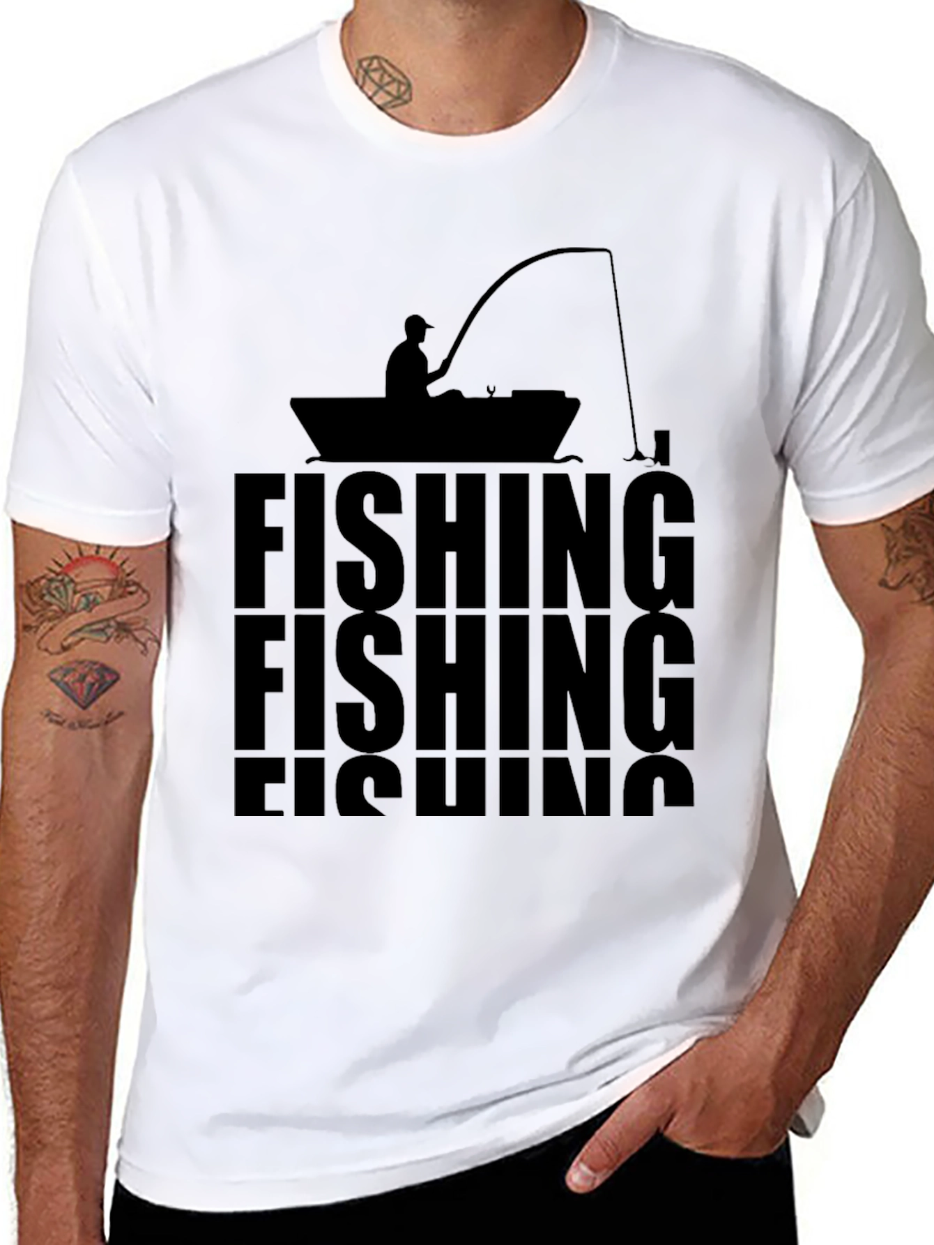 Fishing Graphic Tee - Mens Black T-Shirt