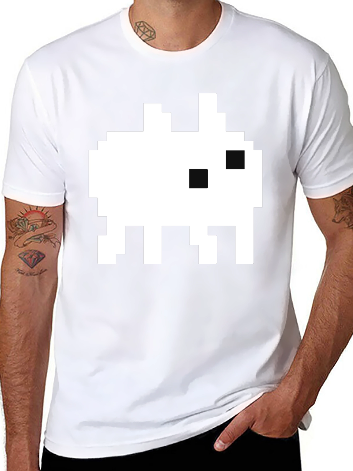 Retro Pixel Alien Black T-Shirt