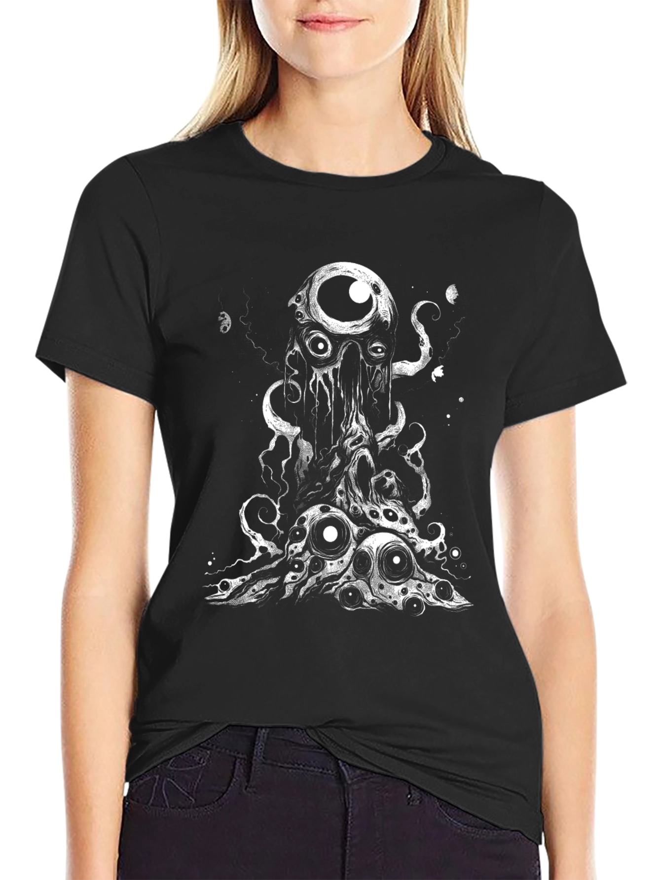 Eye Monster Graphic Tee - Black Cotton T-Shirt