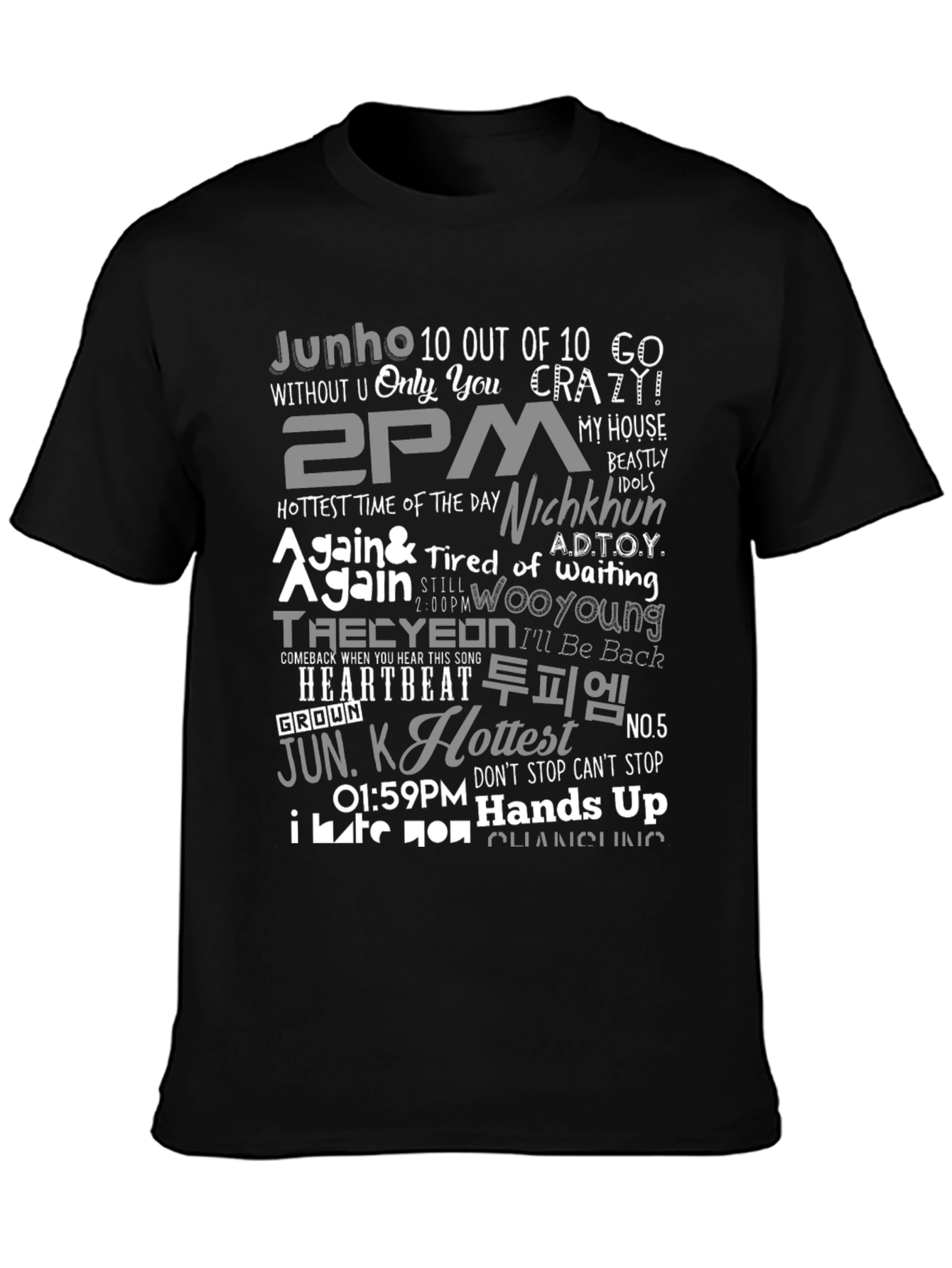 2PM K-Pop Inspired Graphic Print Black T-Shirt